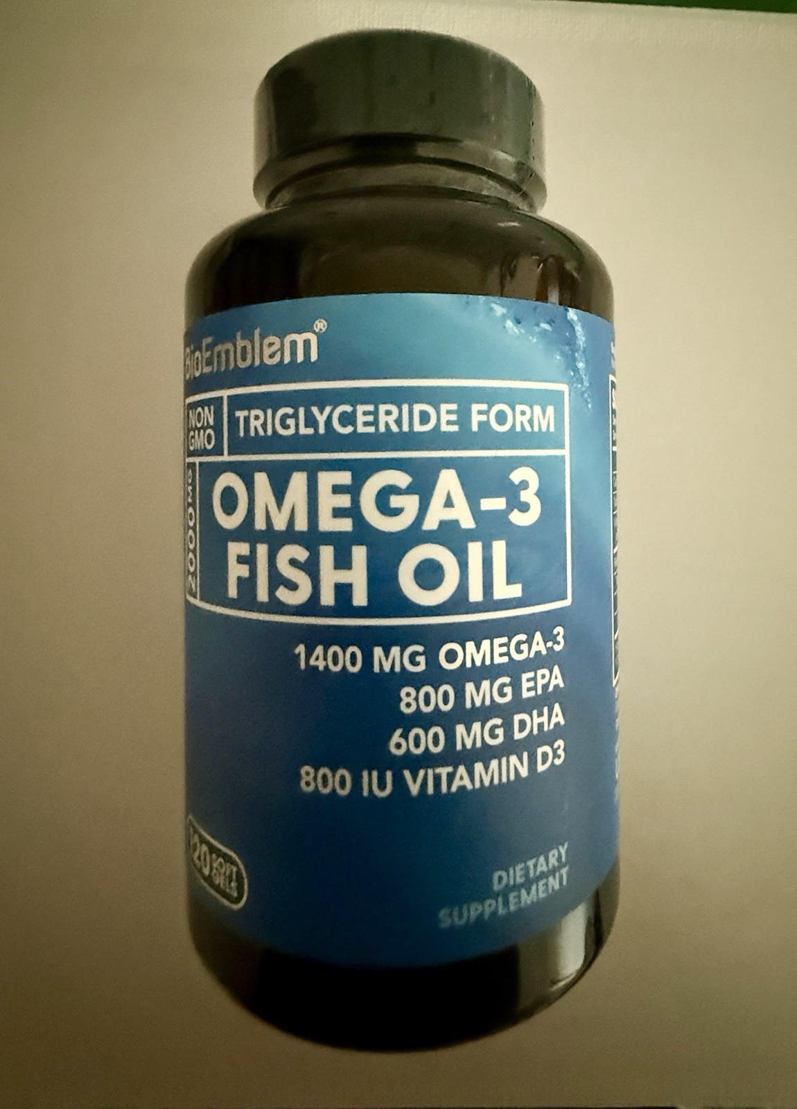 BioEmblem Omega-3 Fish Oil 1400mg 120 Softgels EPA DHA Vitamin D3 Exp 09/2027