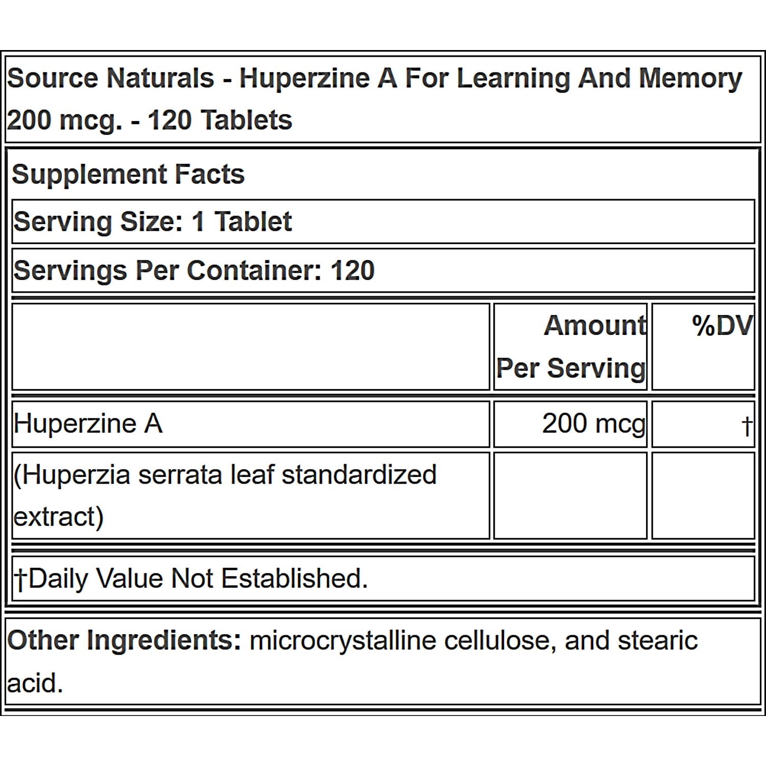 Source Naturals Huperzine A 200 mcg, 120 Tablets