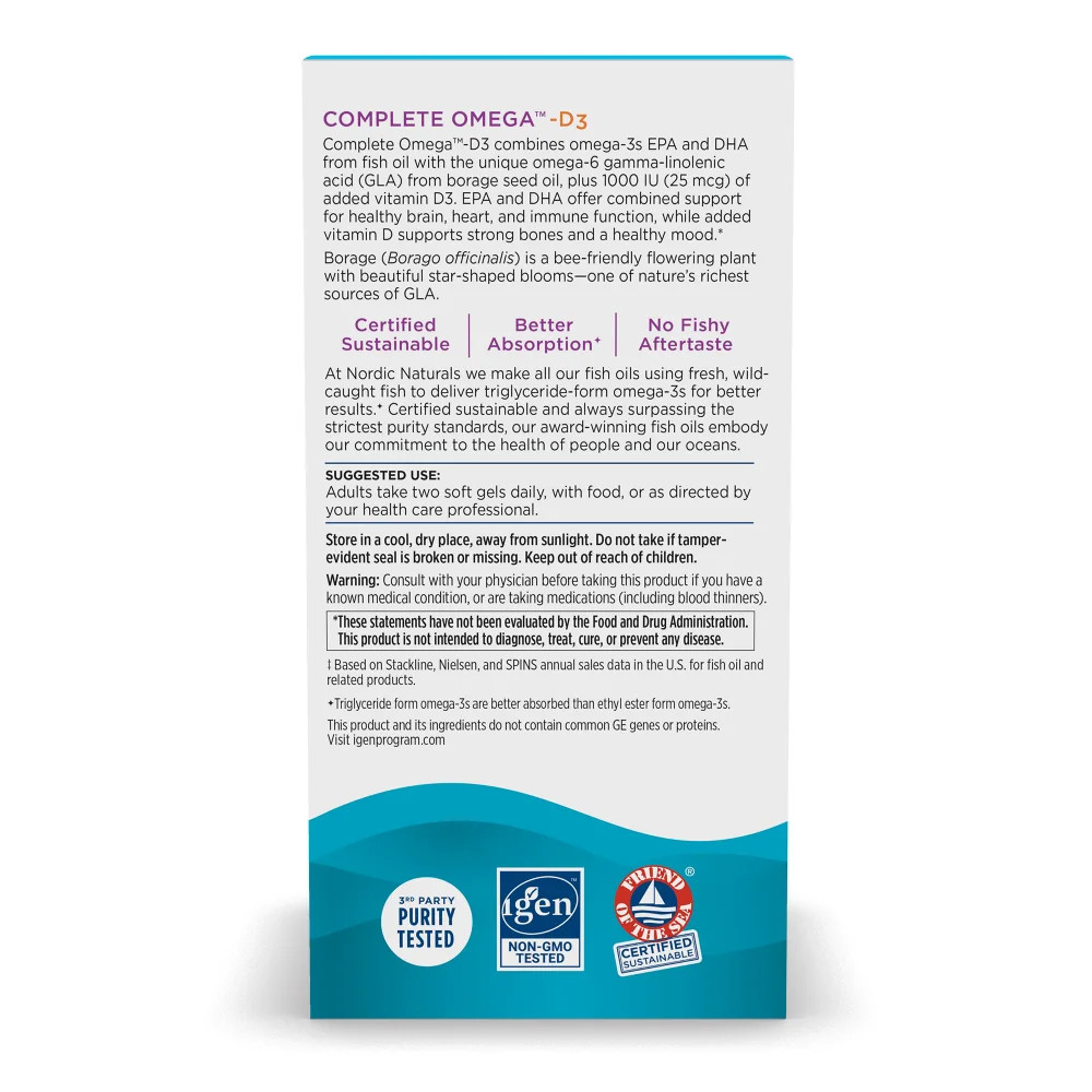 Nordic Naturals Complete Omega D3- Heart, Immune, Bone, Skin & Mood Support