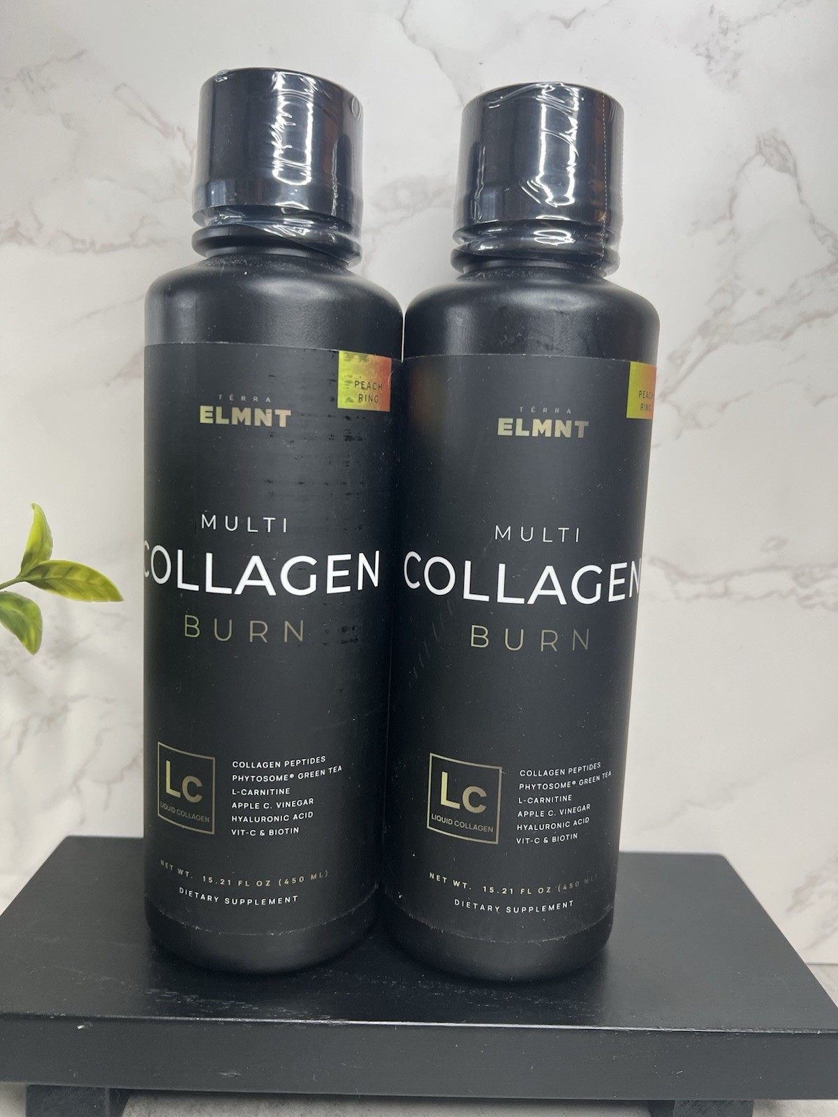 Terra ELMNT Multi Collagen Burn Liquid Peach Ring Two Pack! 15.21 fl oz