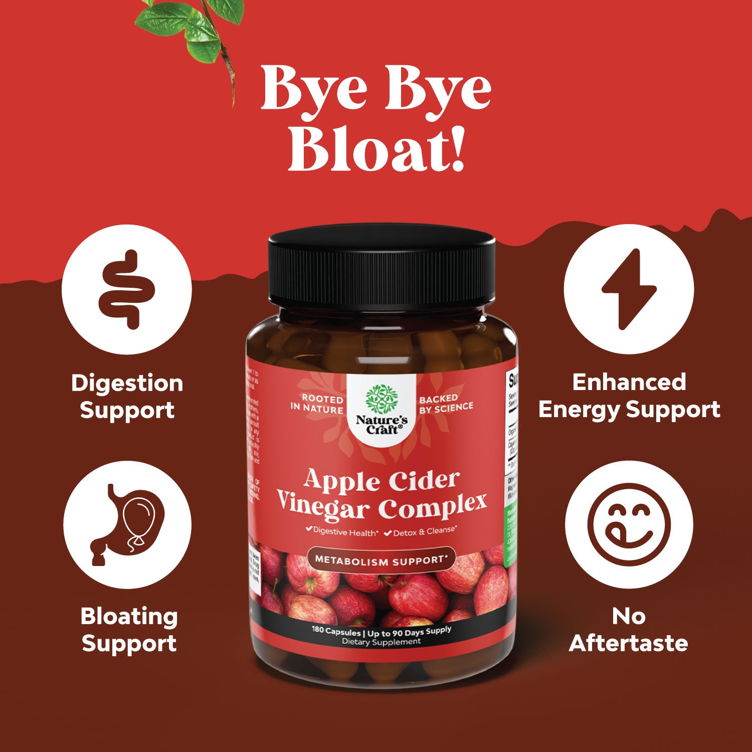 Cleansing Apple Cider Vinegar Capsules – Detox Pills for Gut and Digestion 180ct