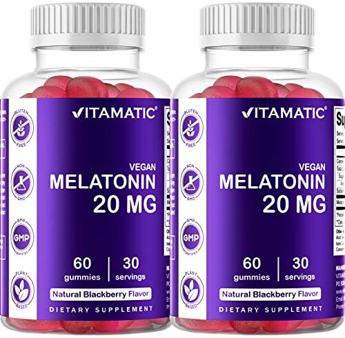 Vitamatic Melatonin 20mg Gummies for Adult 30 Servings -(60 Gummies (Pack of 2))
