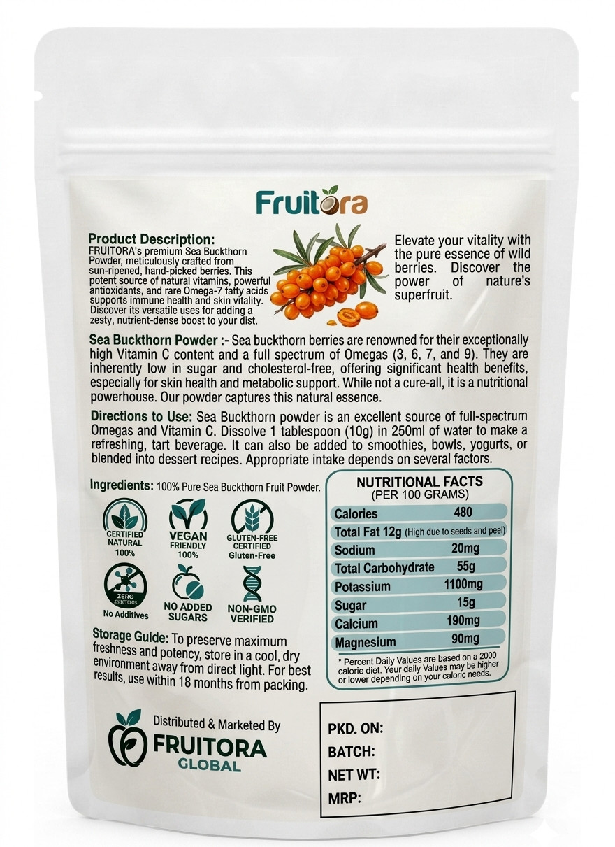 Organic Sea Buckthorn Powder | 100% Pure & Natural – Vitamin C Superfood Vegan