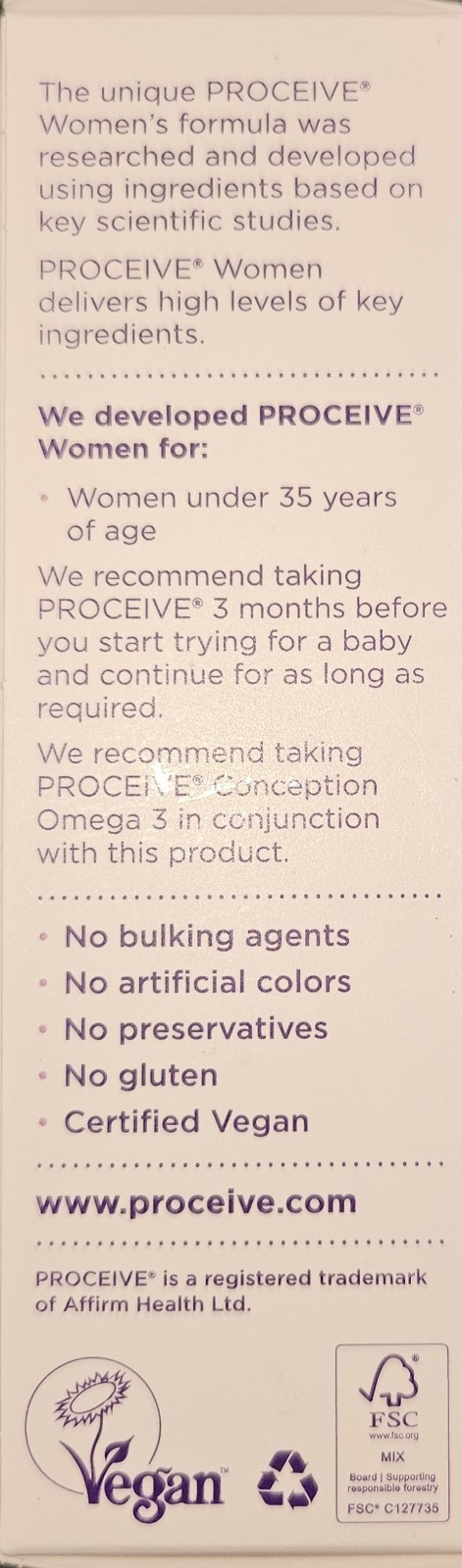Proceive Fertility Supplement for Women Pre Conception Multivitamin 60 Capsules