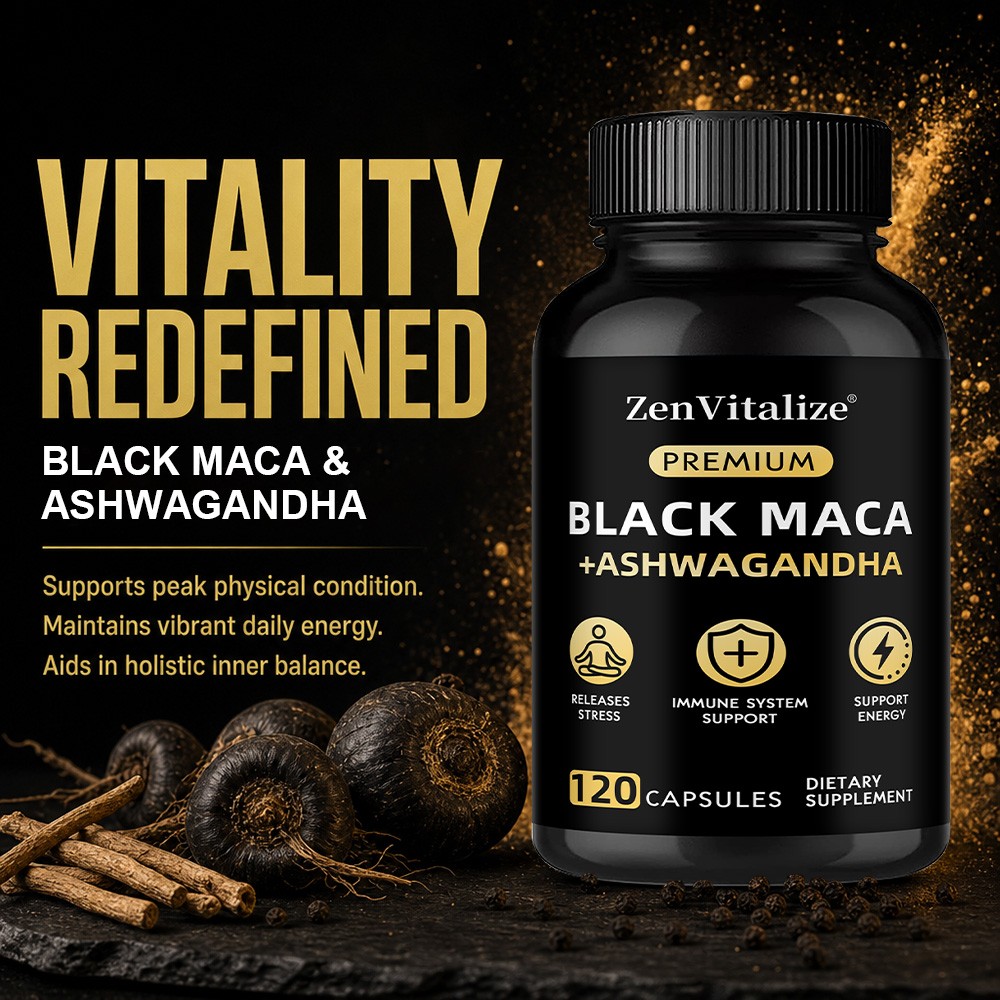 Black Maca Root Capsules, Natural Energy & Stress Support Supplement 30~120 Caps