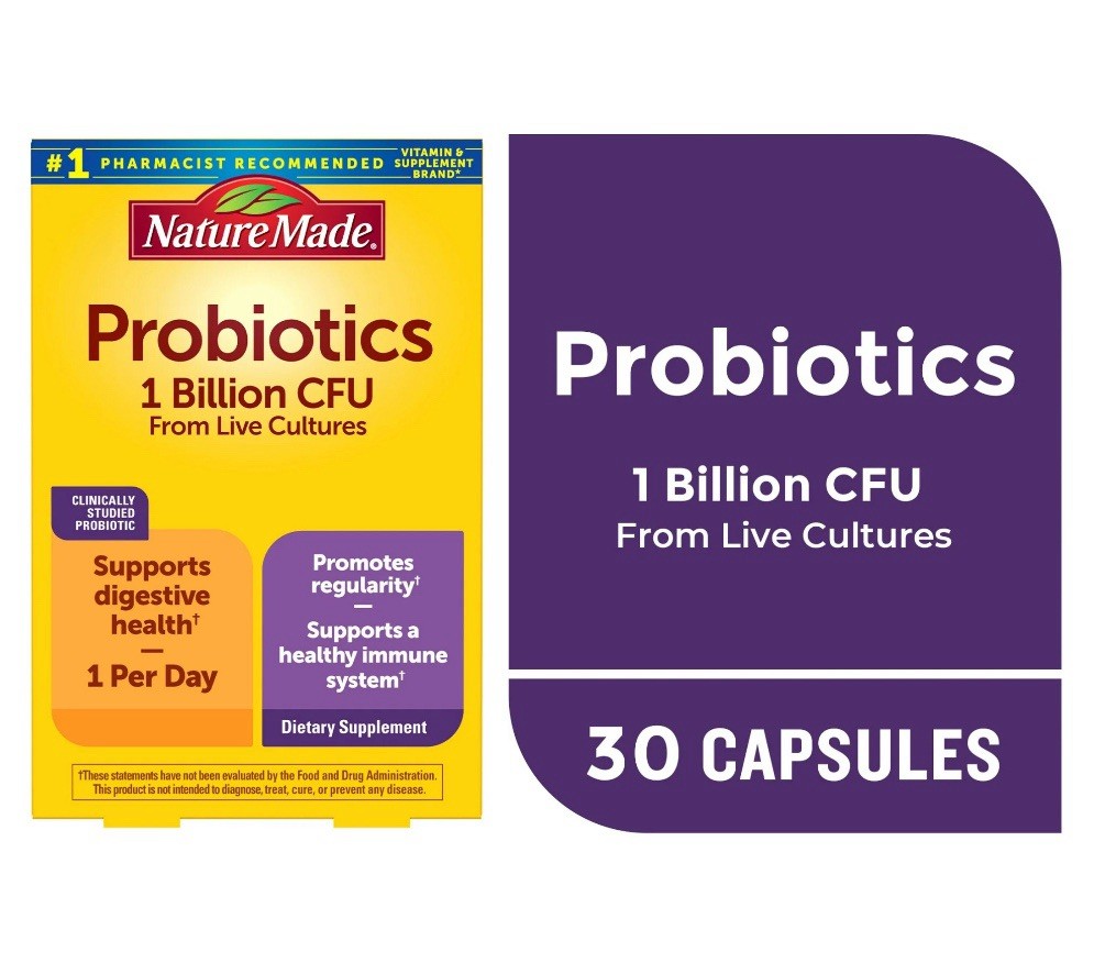 Nature Made Probiotic 1 Billion CFU Live Cultures Digestive Health, 30 Capsules