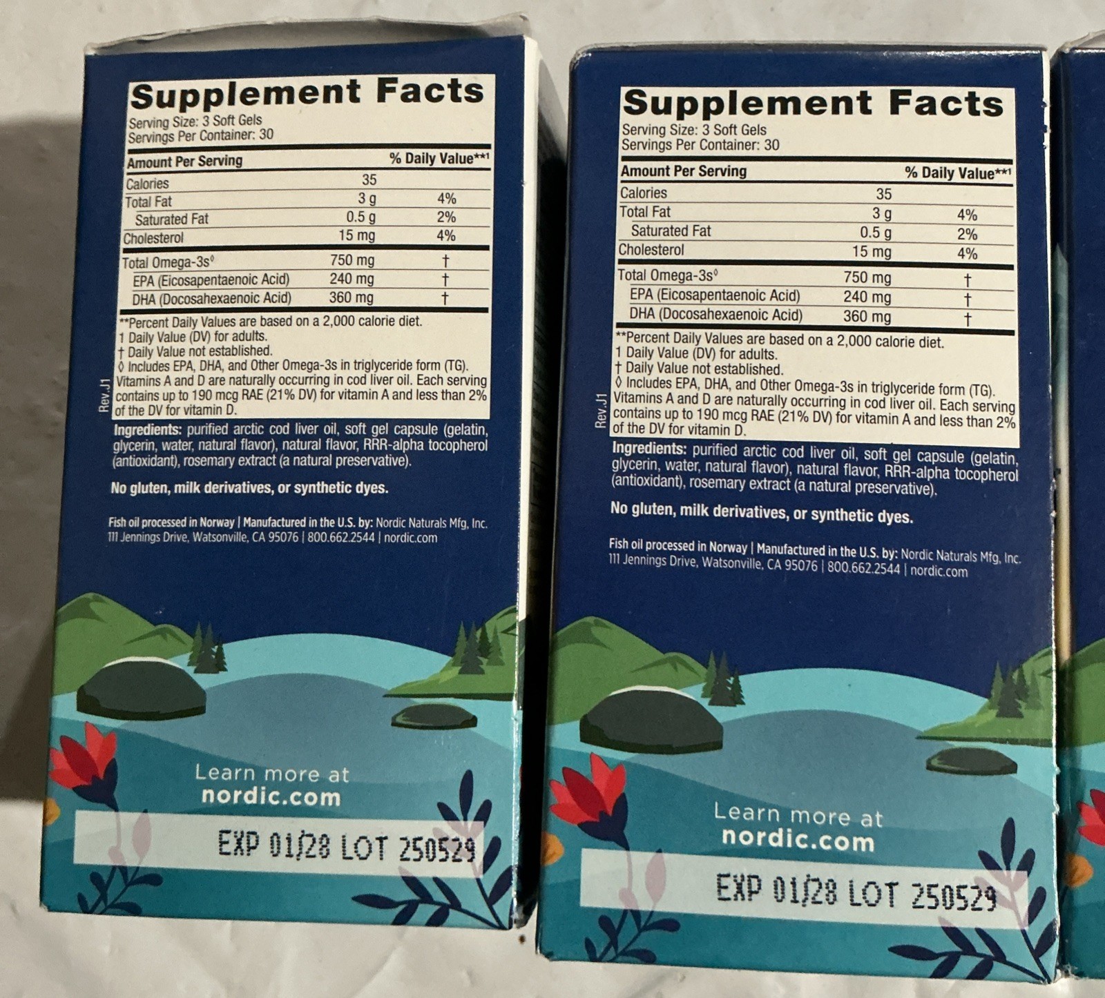 Nordic Naturals Arctic Cod Liver Oil Softgels Lemon 6×90 Count Expire 01/28