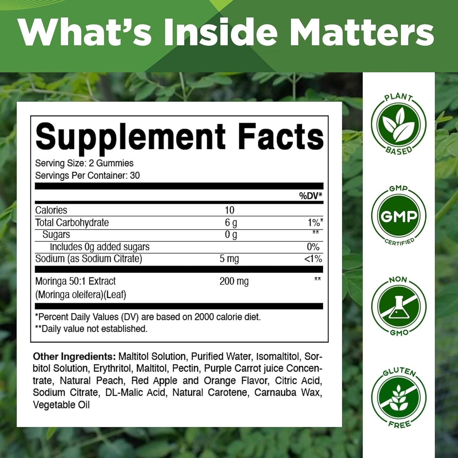 Vitamatic Moringa Gummie–Sugar-Free Botanical Extract–Green Superfood Supplement