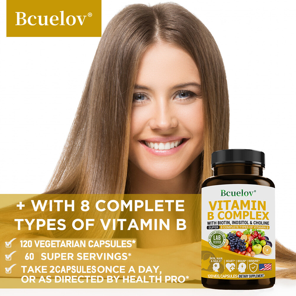 Vitamin B Complex Contains B1,B2,B3,B5,B6,B7,B9,B12,Choline,Inositol