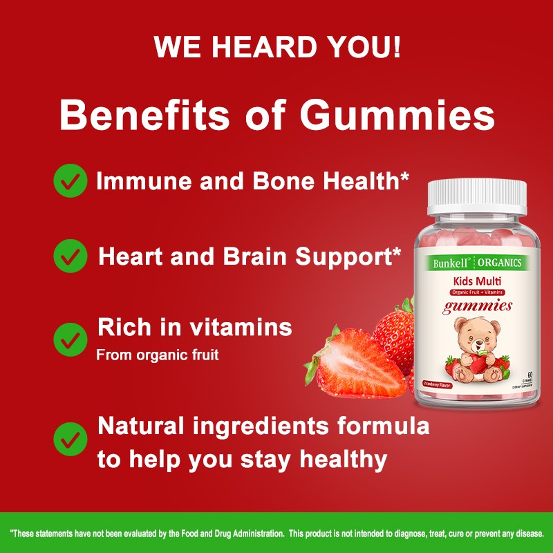 Kids Multivitamin Gummies – Gluten-Free, Sugar-Free, Daily Nutrition 60pcs