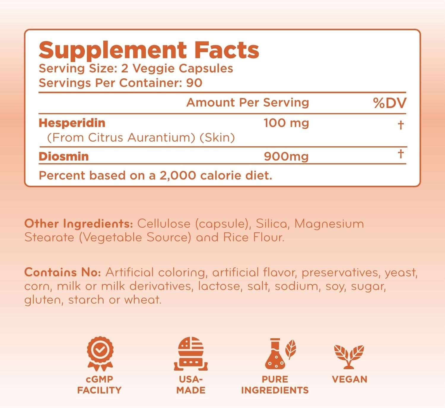 Diosmin Hesperidin 1000mg Circulation and Vein Support Supplement – High Strengt