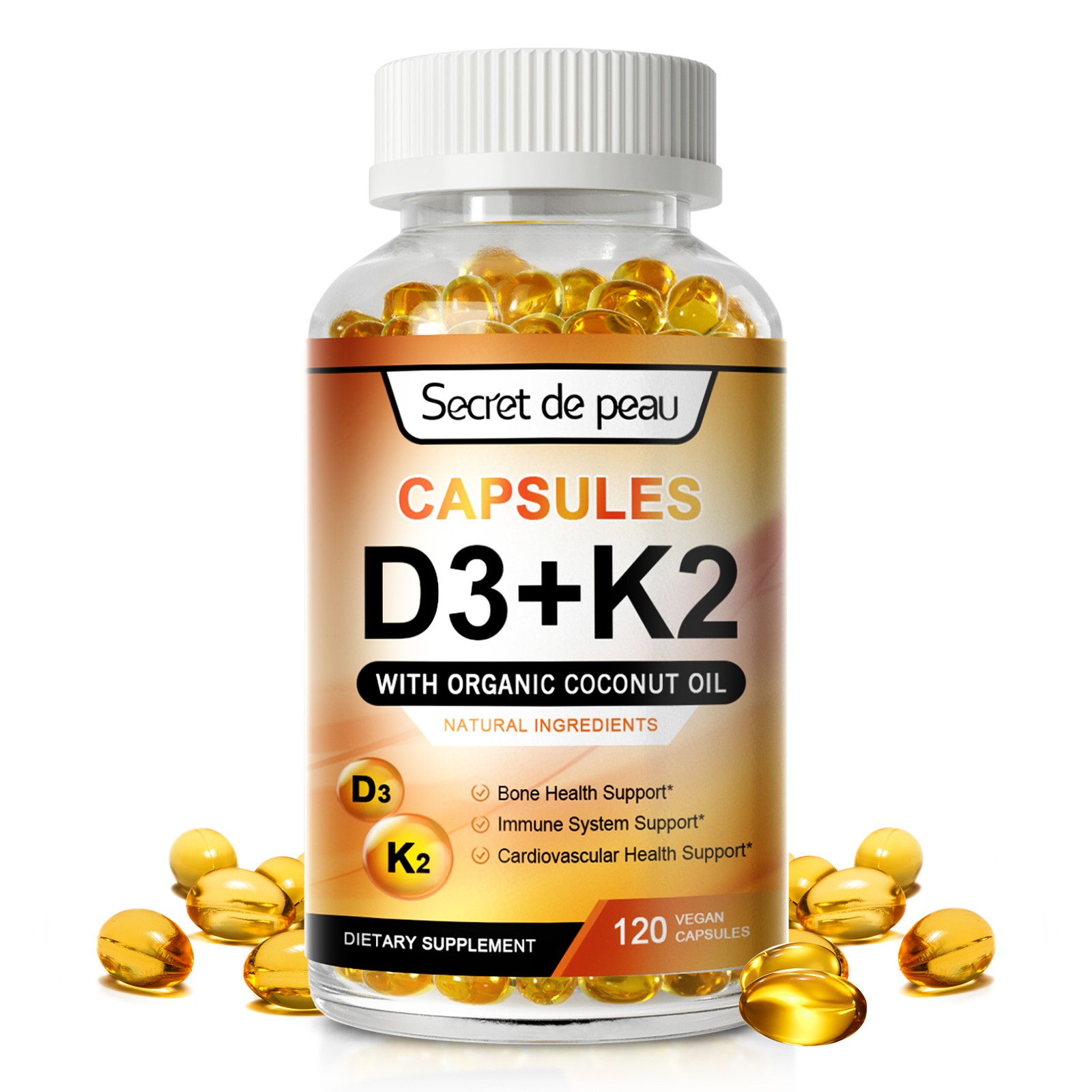 Vitamin K2 (MK7) + D3 Extra Strength Bone & Heart Health Non GMO Capsules