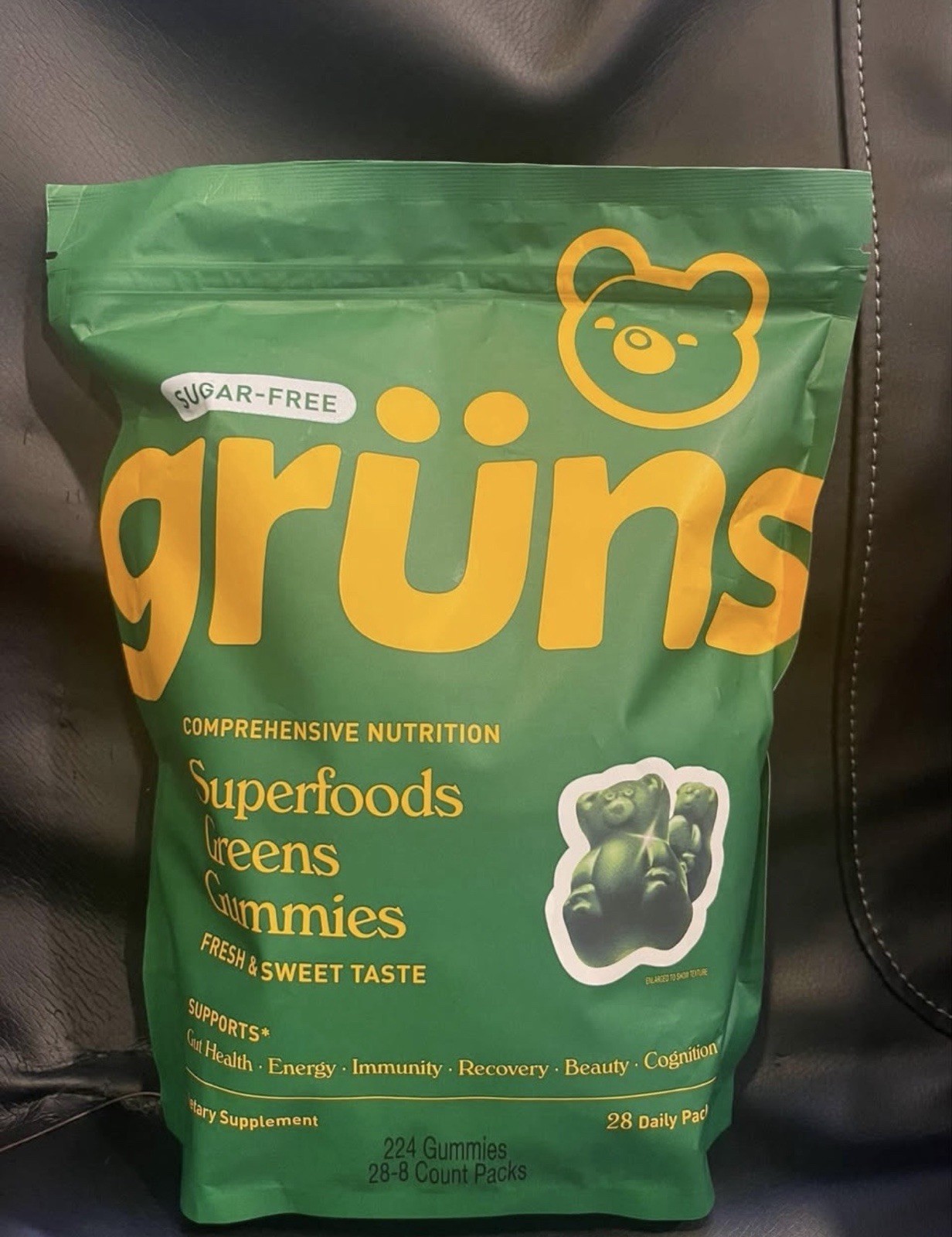 grüns Sugar-Free Greens Gummies 224 (28 Daily Packs) Vegan Gluten Free