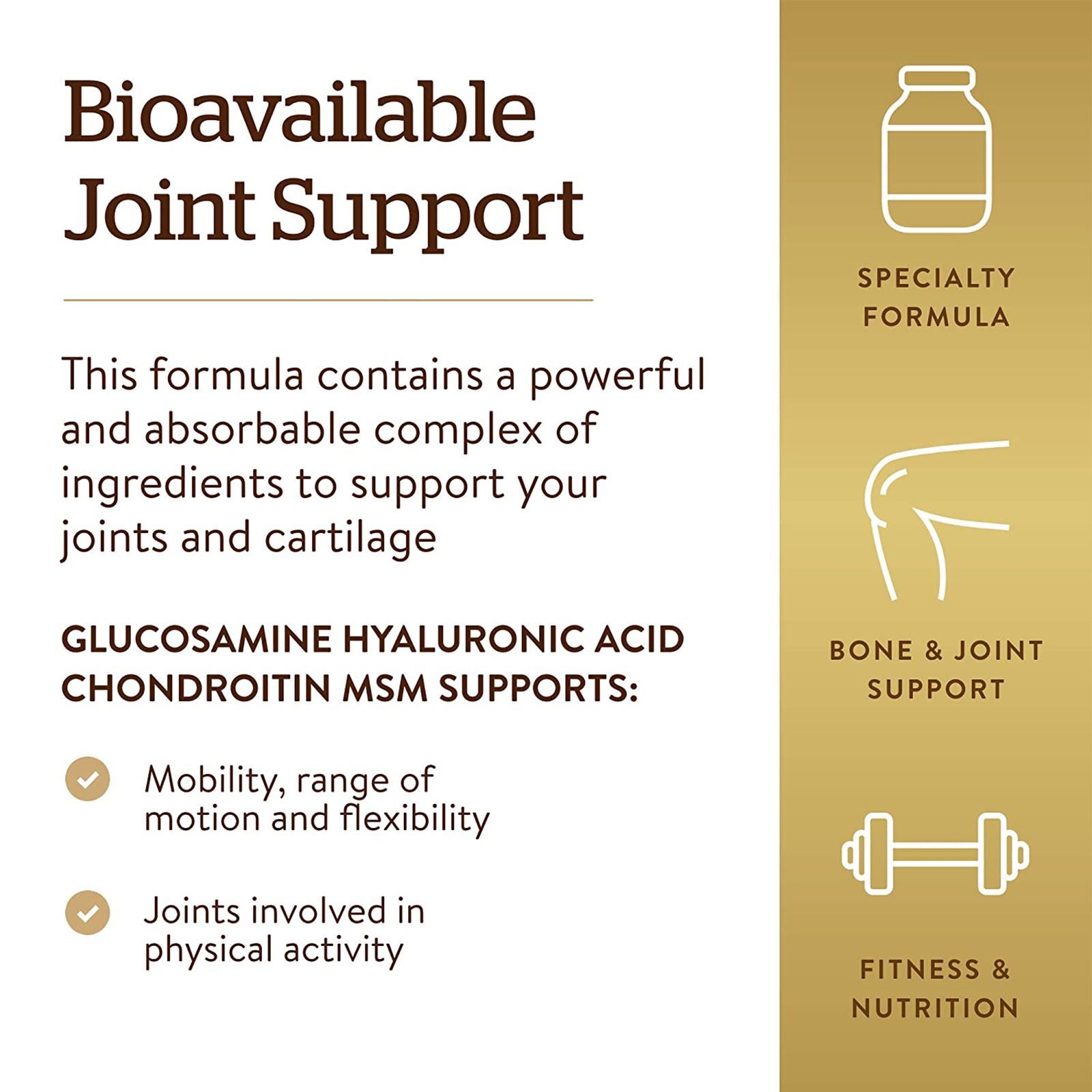 Solgar Glucosamine Hyaluronic Acid Chondroitin MSM Shellfish-Free 120 Tablets