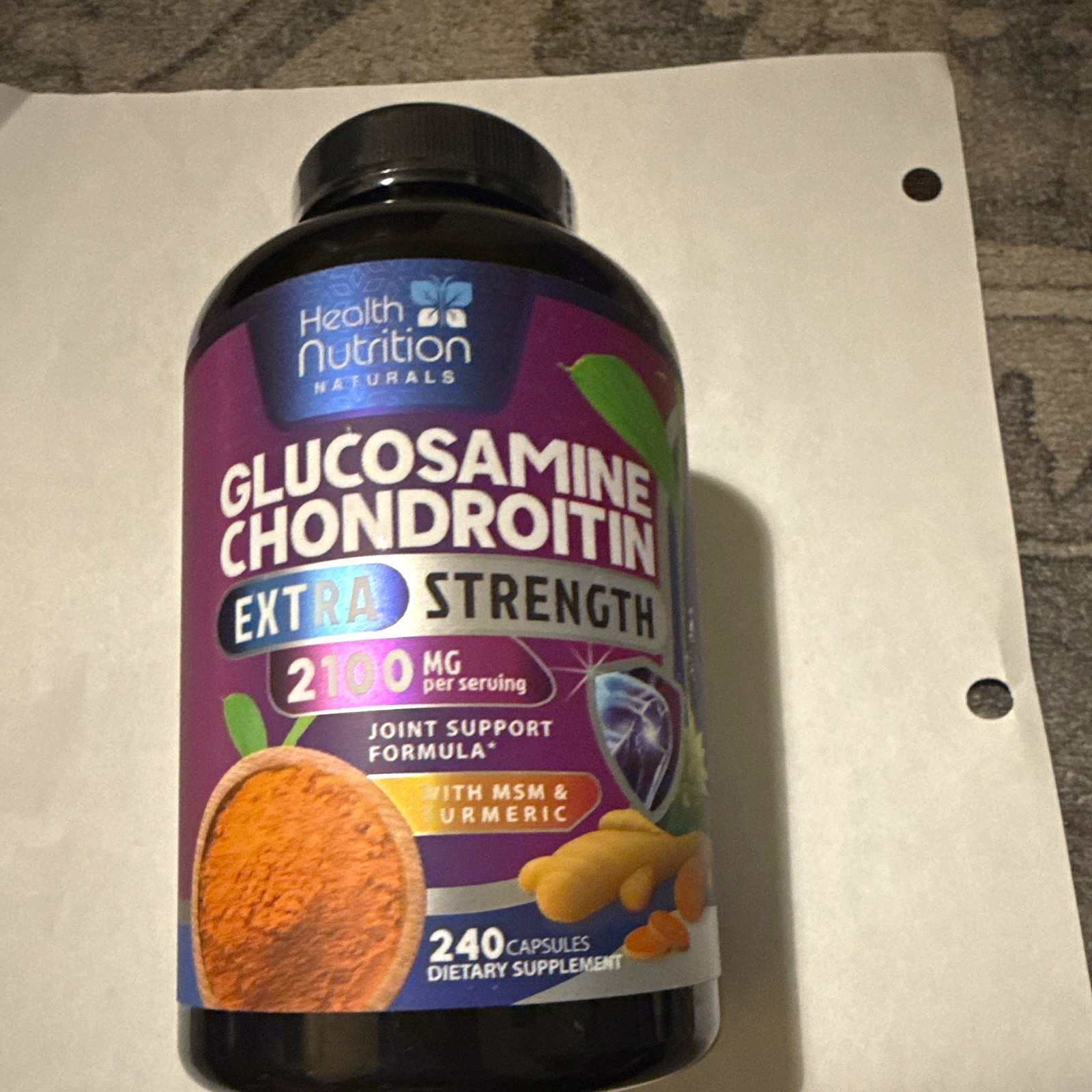Health Nutrition Naturals Glucosamine Chondroitin 2100mg w/ MSM Turmeric 240 Ct