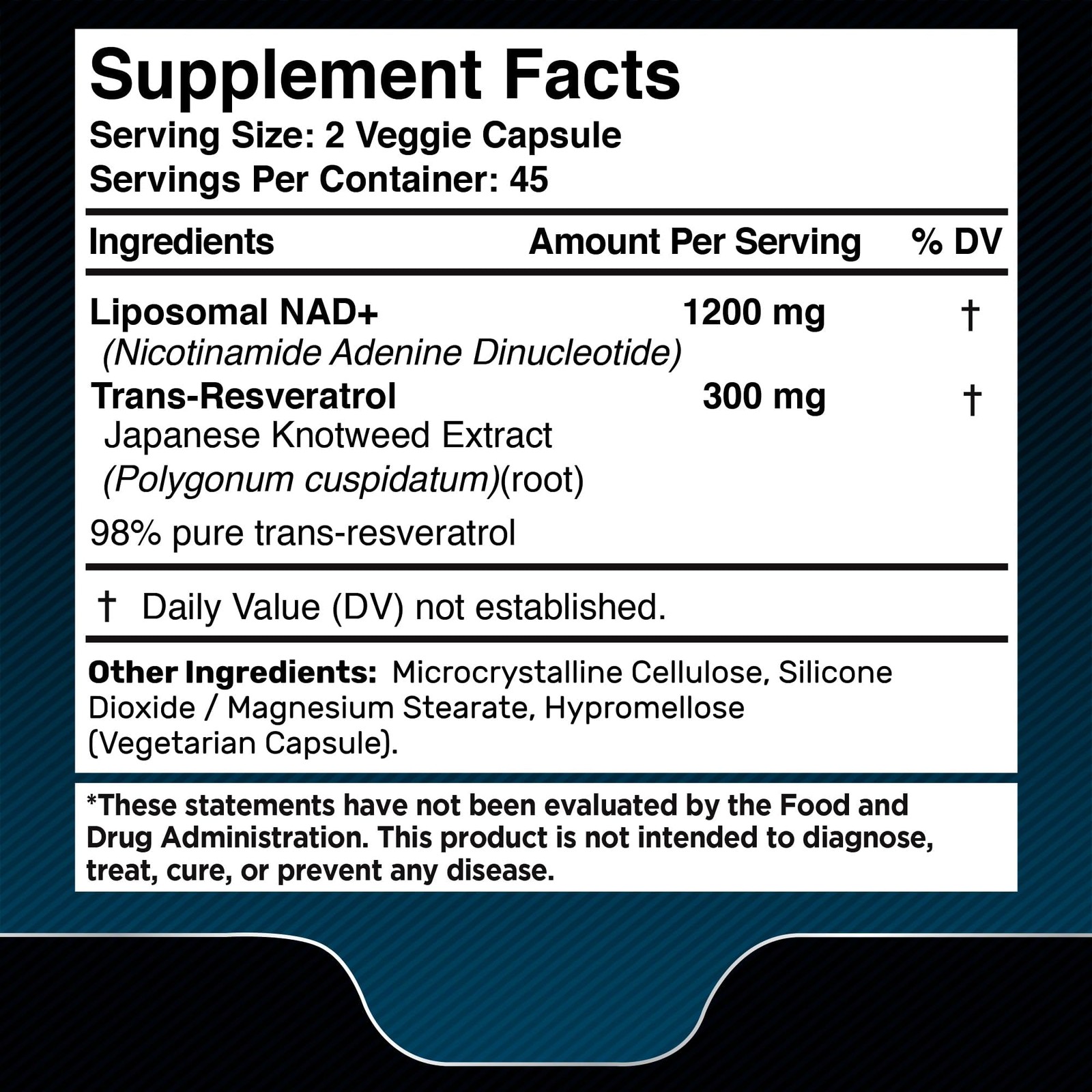 Wellness LABSRX Liposomal NAD 1500mg USA NAD Resveratrol Energy 90 Count