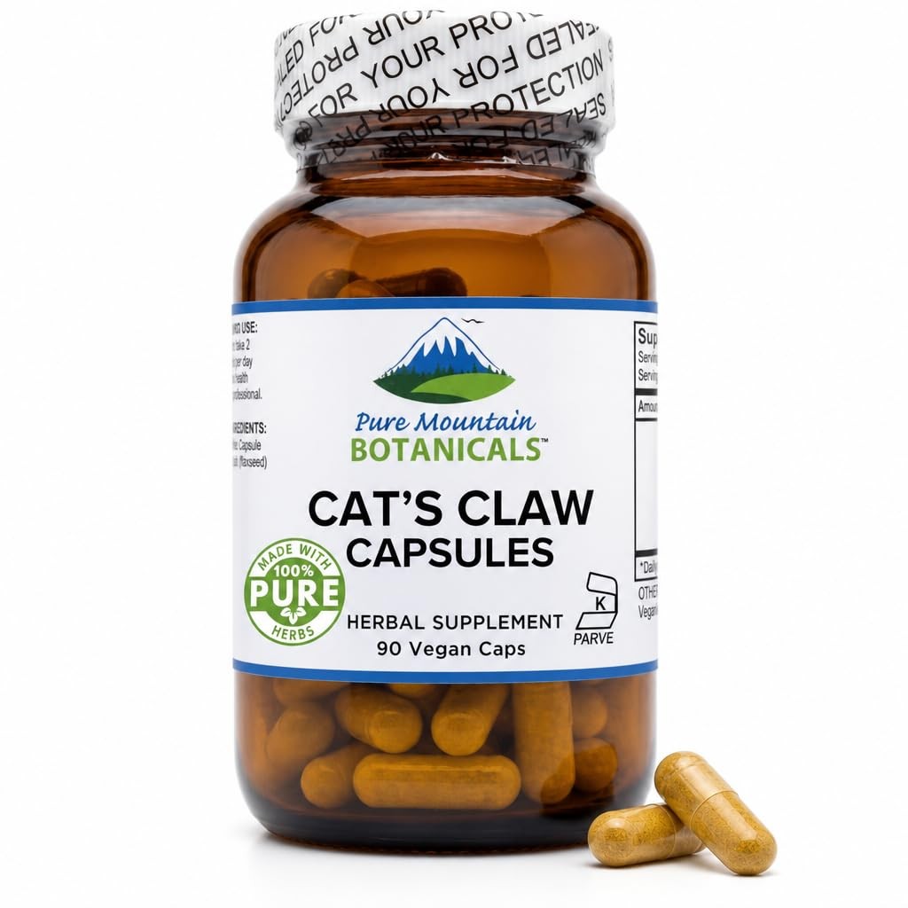 Pure Mountain Botanicals Cat’s Claw Capsules – 90 Kosher Vegan Caps with 1000mg
