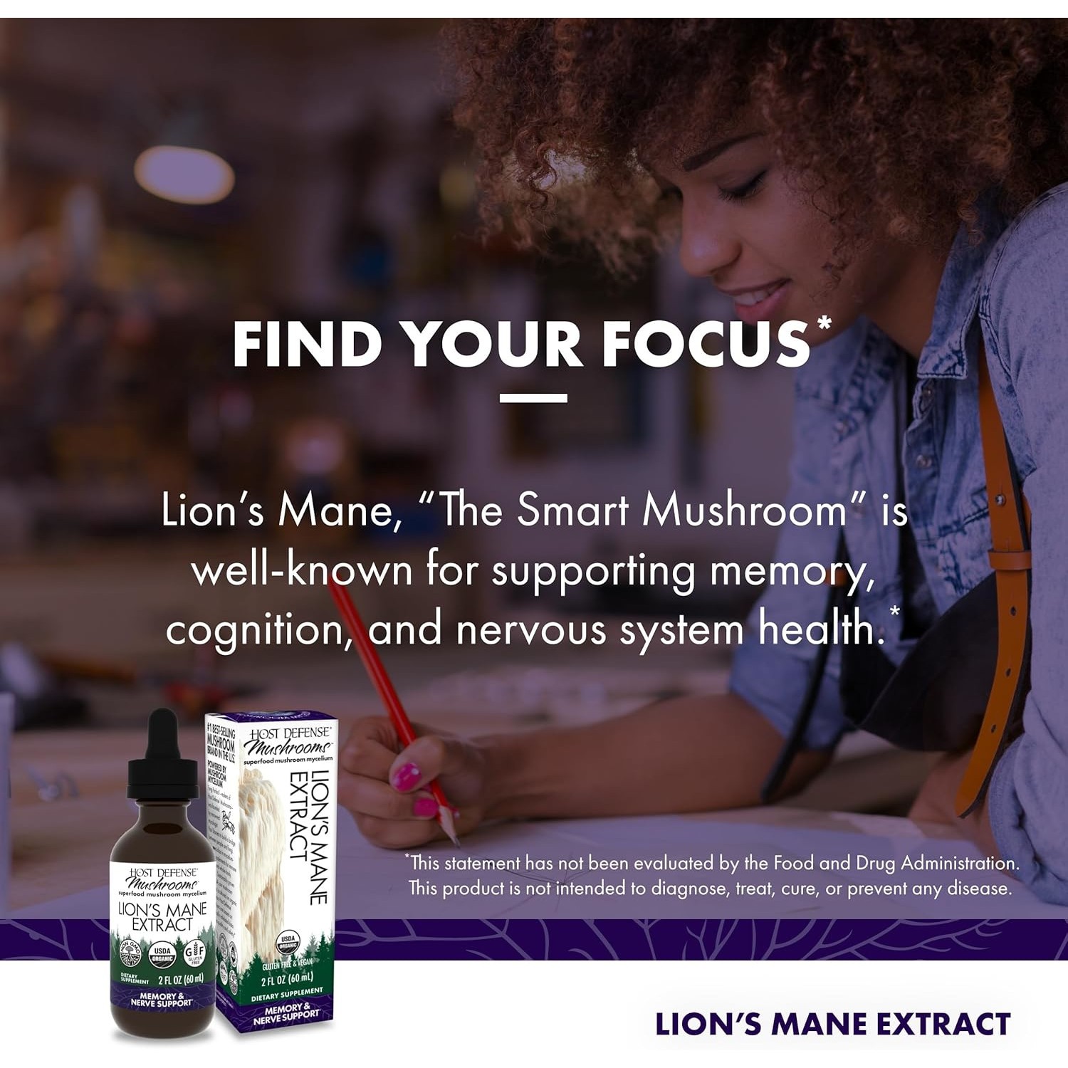 Host Defense Mushrooms Lion’s Mane Extract,Memory,Immune,2FlOz