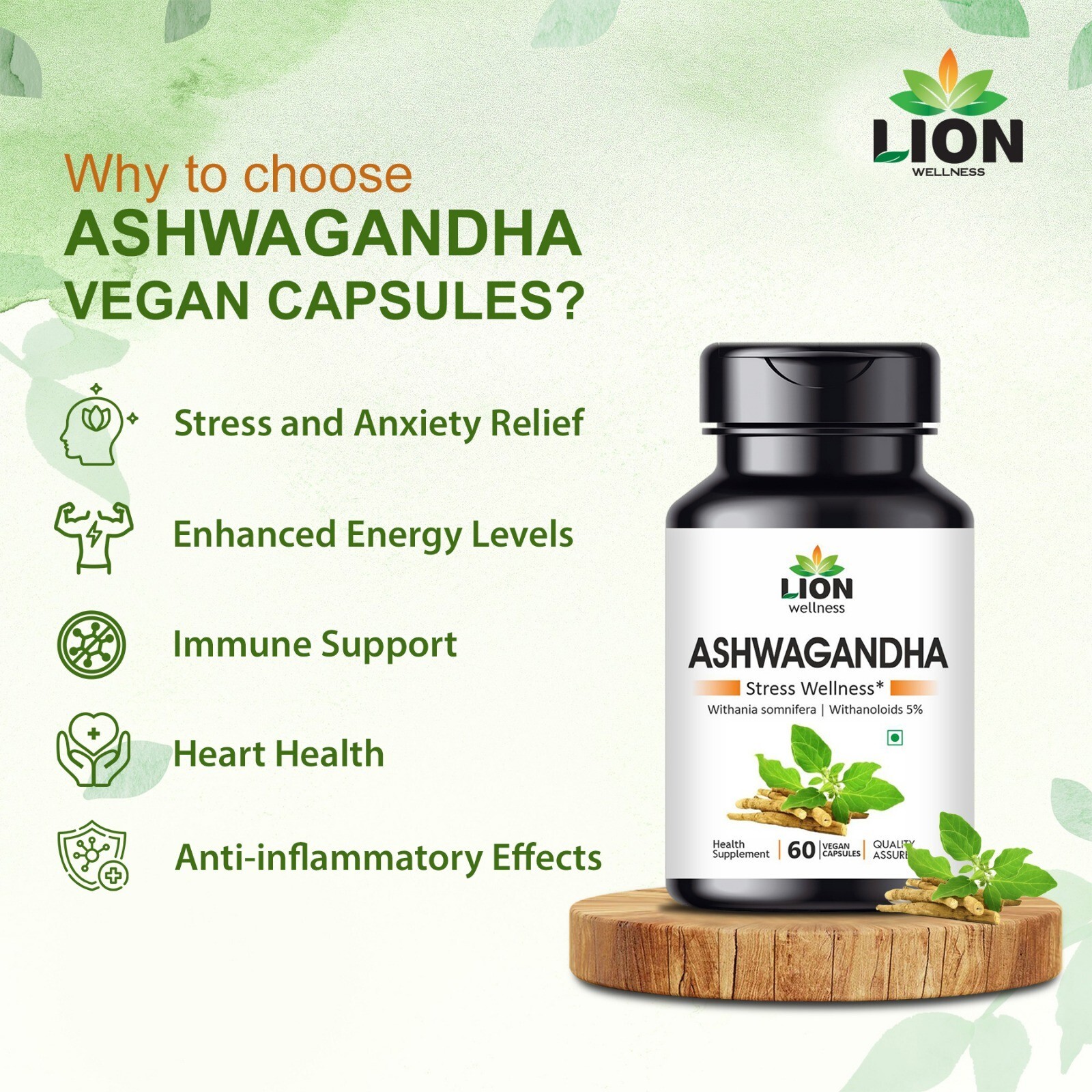 Pure Ashwagandha Capsules: 100% Organic & Vegan
