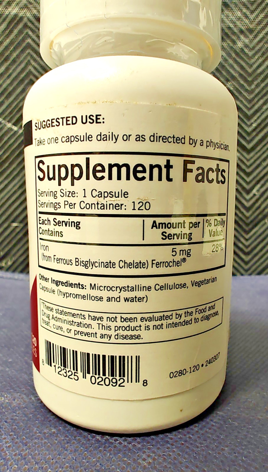 Kirkman Iron Ferrochel 5mg Supplement 120ct Capsules B82