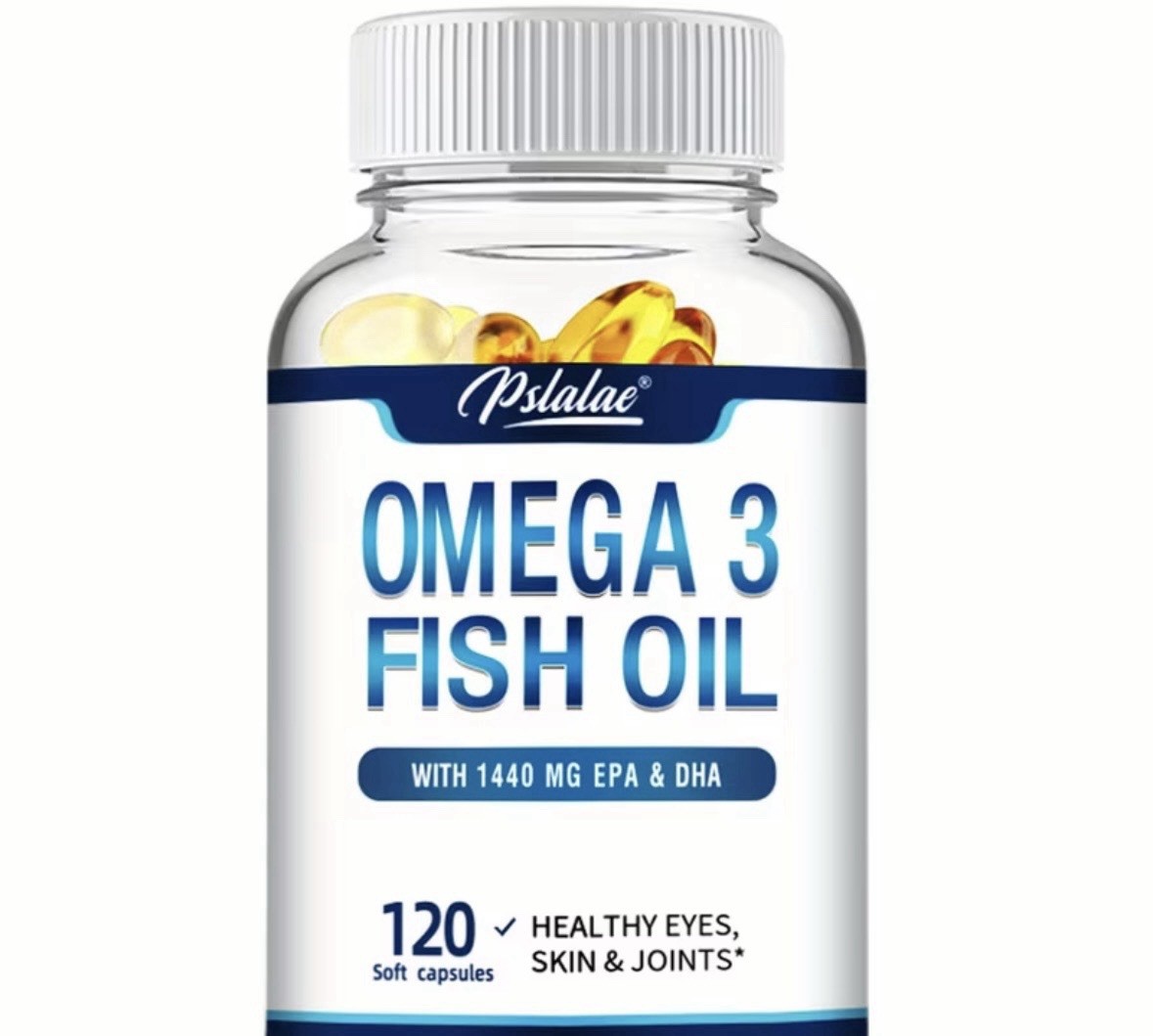 Pslalae Omega-3 Fish Oil Softgels 120 Count with EPA & DHA Eye Skin Joint