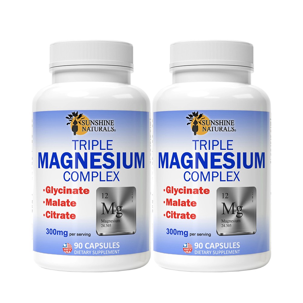 Sunshine Naturals Supplement. Triple Magnesium Complex 300mg. Pack of 2