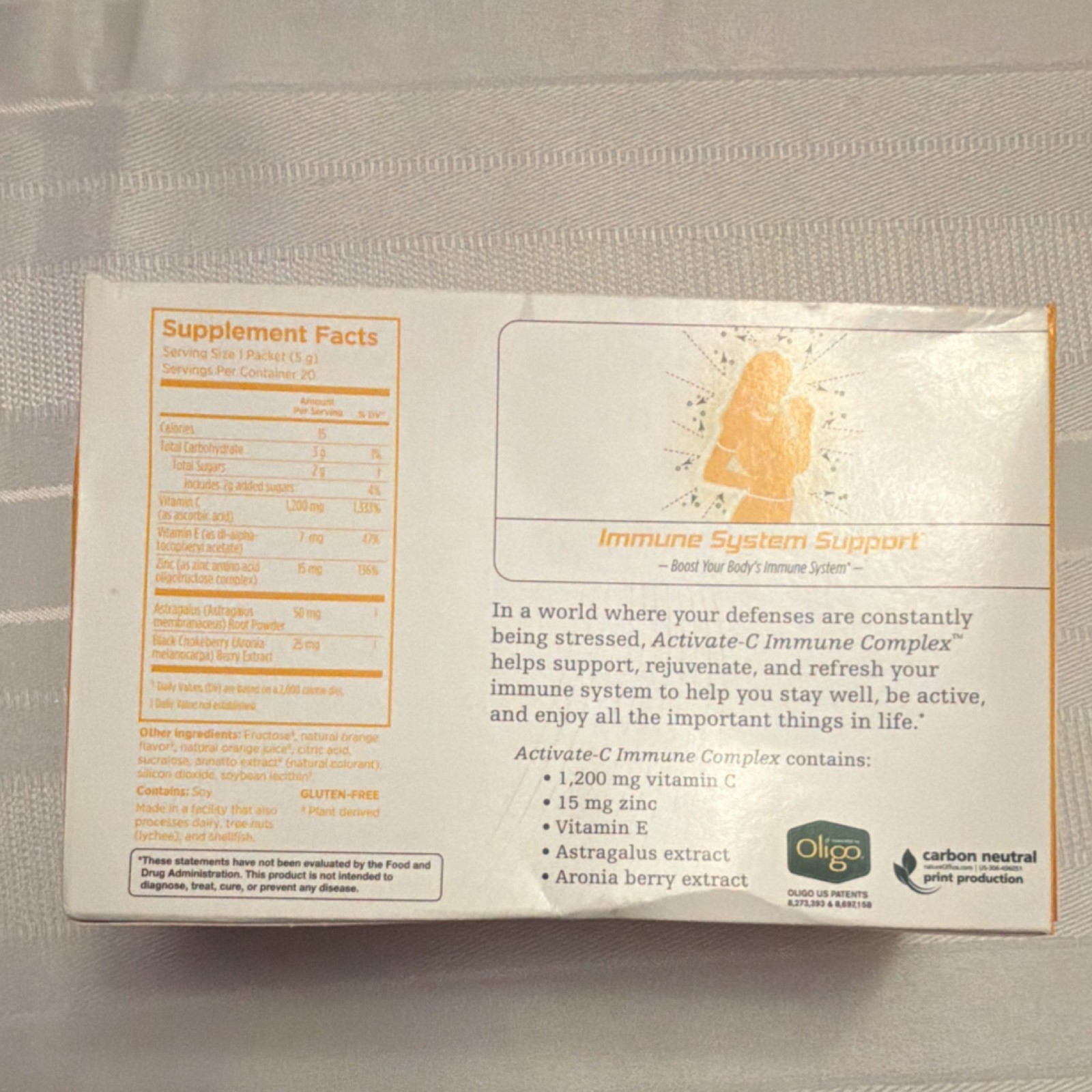 Melaleuca Activate-C 1,200mg Immune Complex Orange Blast Powder 20 Packets