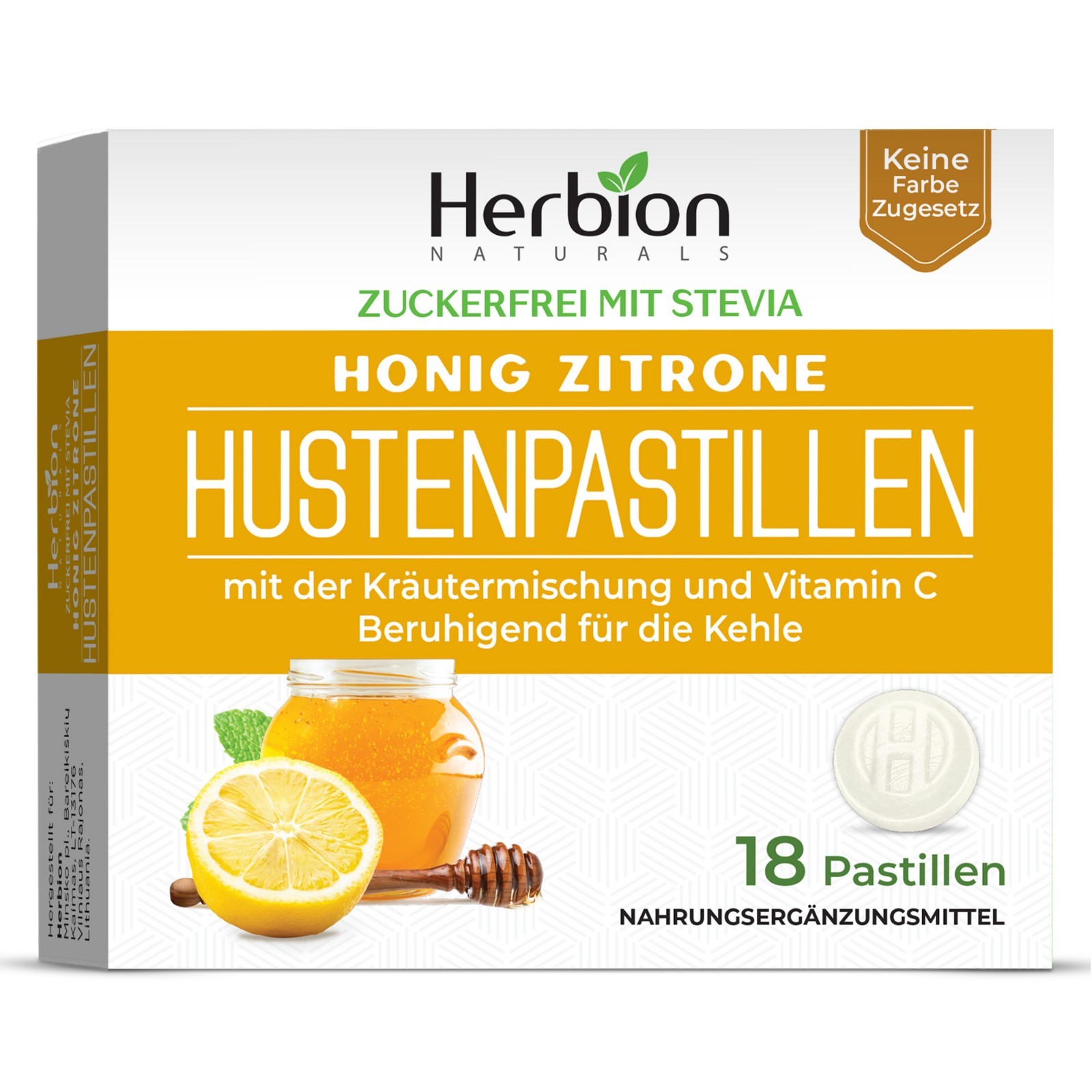 Herbion Sugar-Free Honey Lemon Throat Lozenges | 48 Packs 18 Counts
