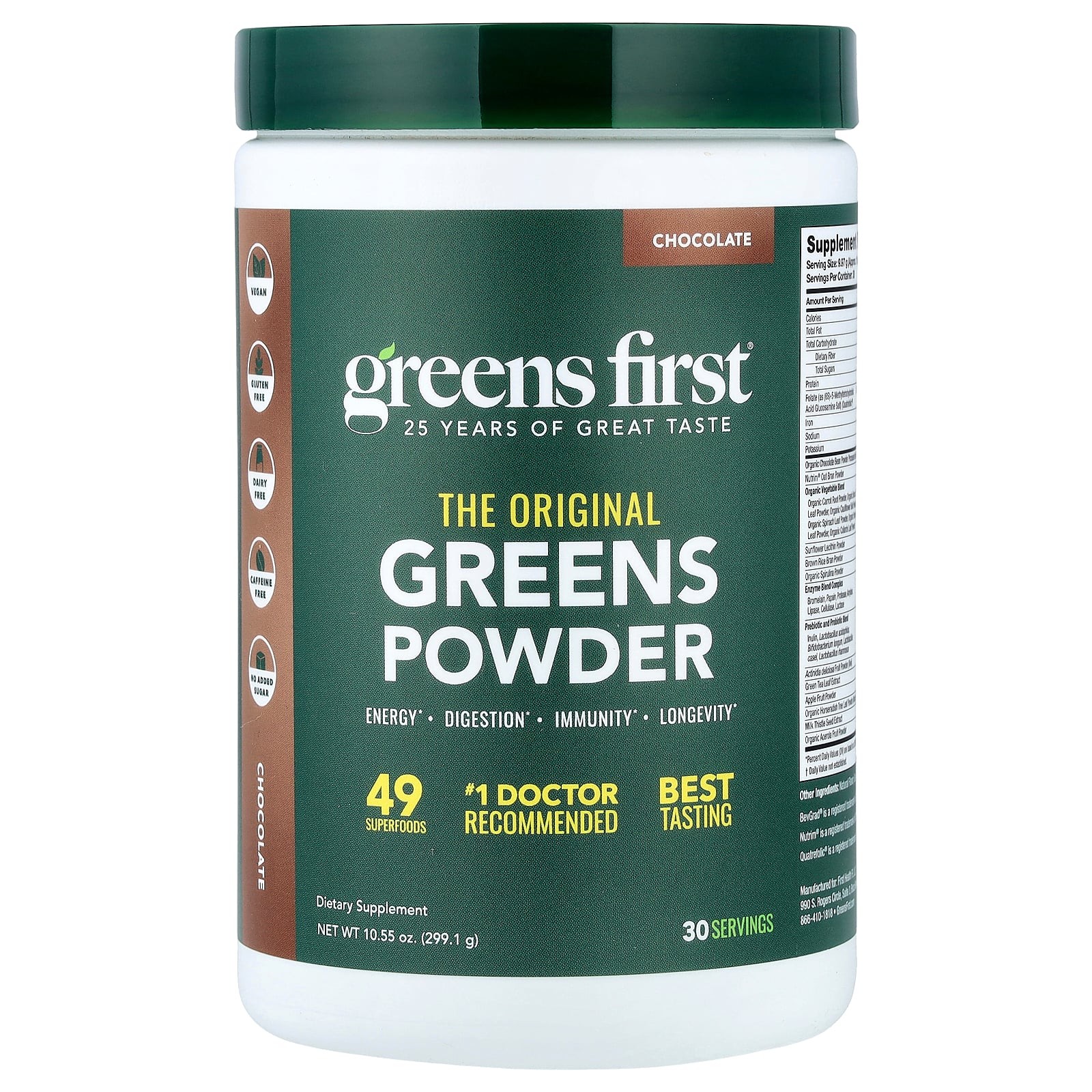 2 X Greens First, Greens Powder, Chocolate, 10.55 oz (299.1 g)