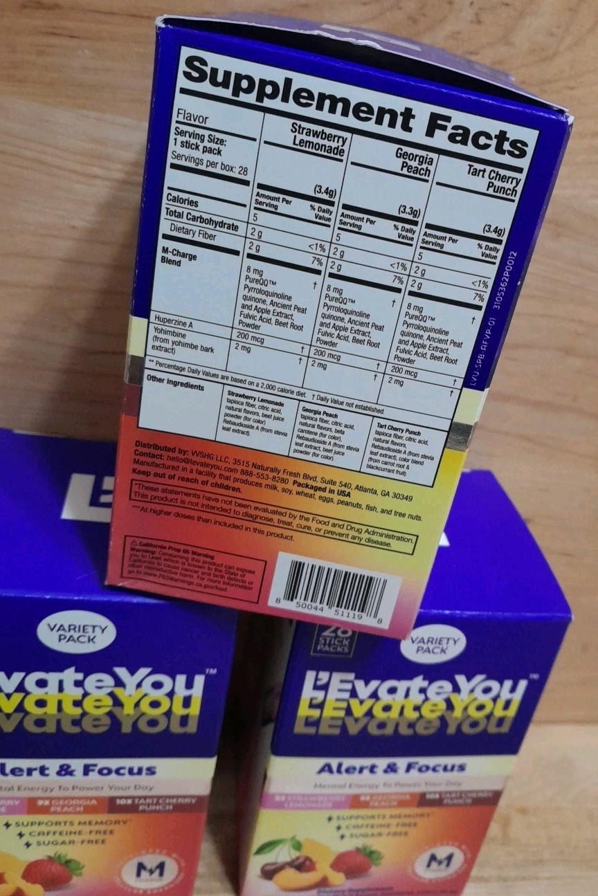 3 BOXES LOT L’Evate You Levate You Alert & Focus 28 Stick Pack Flavors LIMITED!!