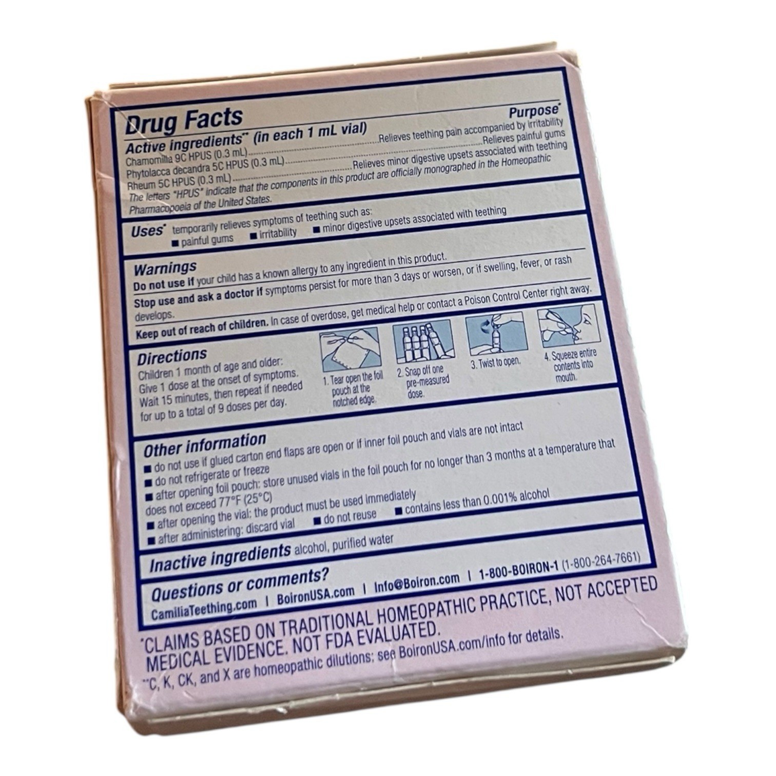 Boiron Camilia Teething Drops for Daytime and Nighttime Relief of Painful Gums