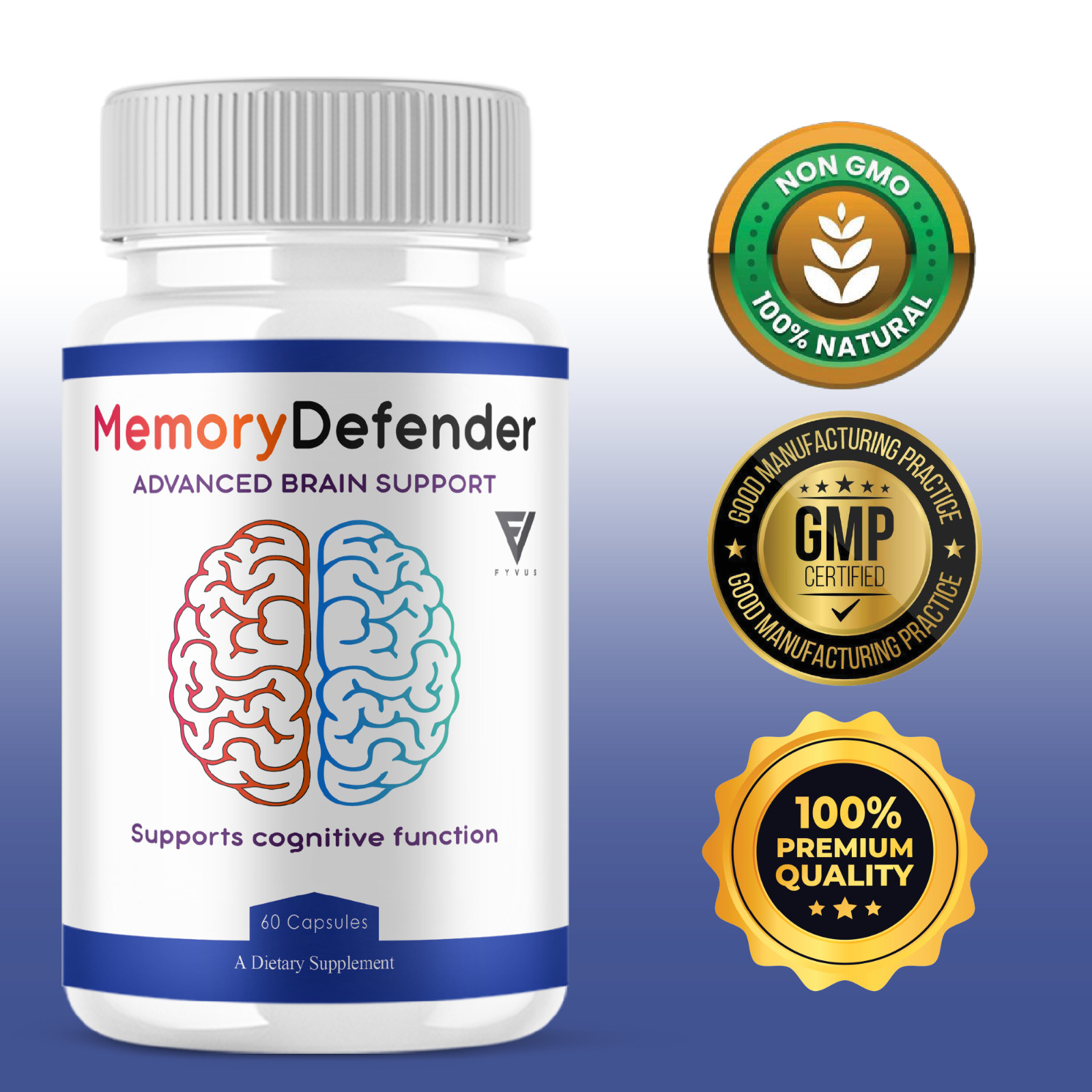 (5 Pack) Memory Defender Nootropic Capsules, MemoryDefender Pills (300 Capsules)
