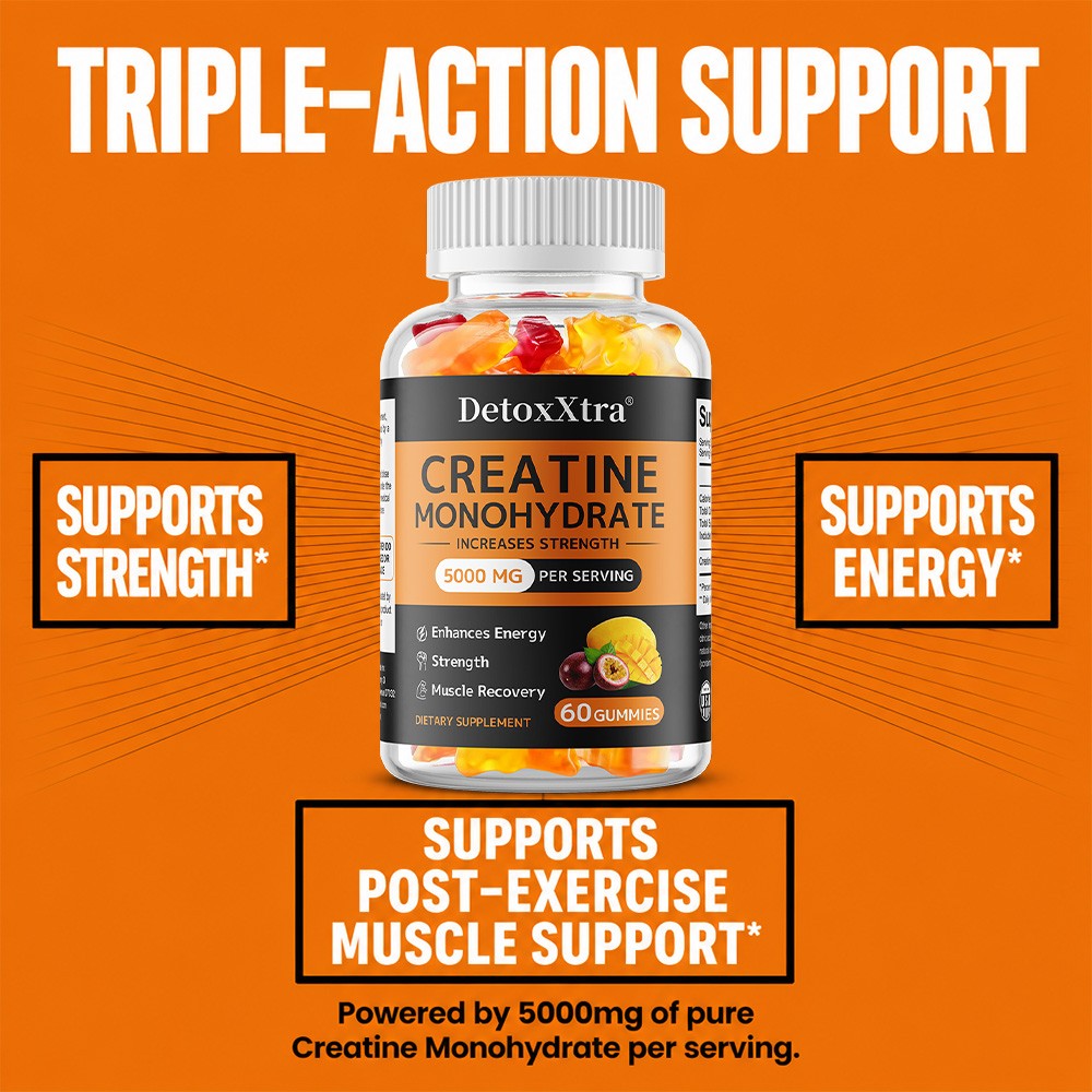 5000mg Creatine Monohydrate Gummie,Zero Sugar,Strength Energy & Muscle Recovery