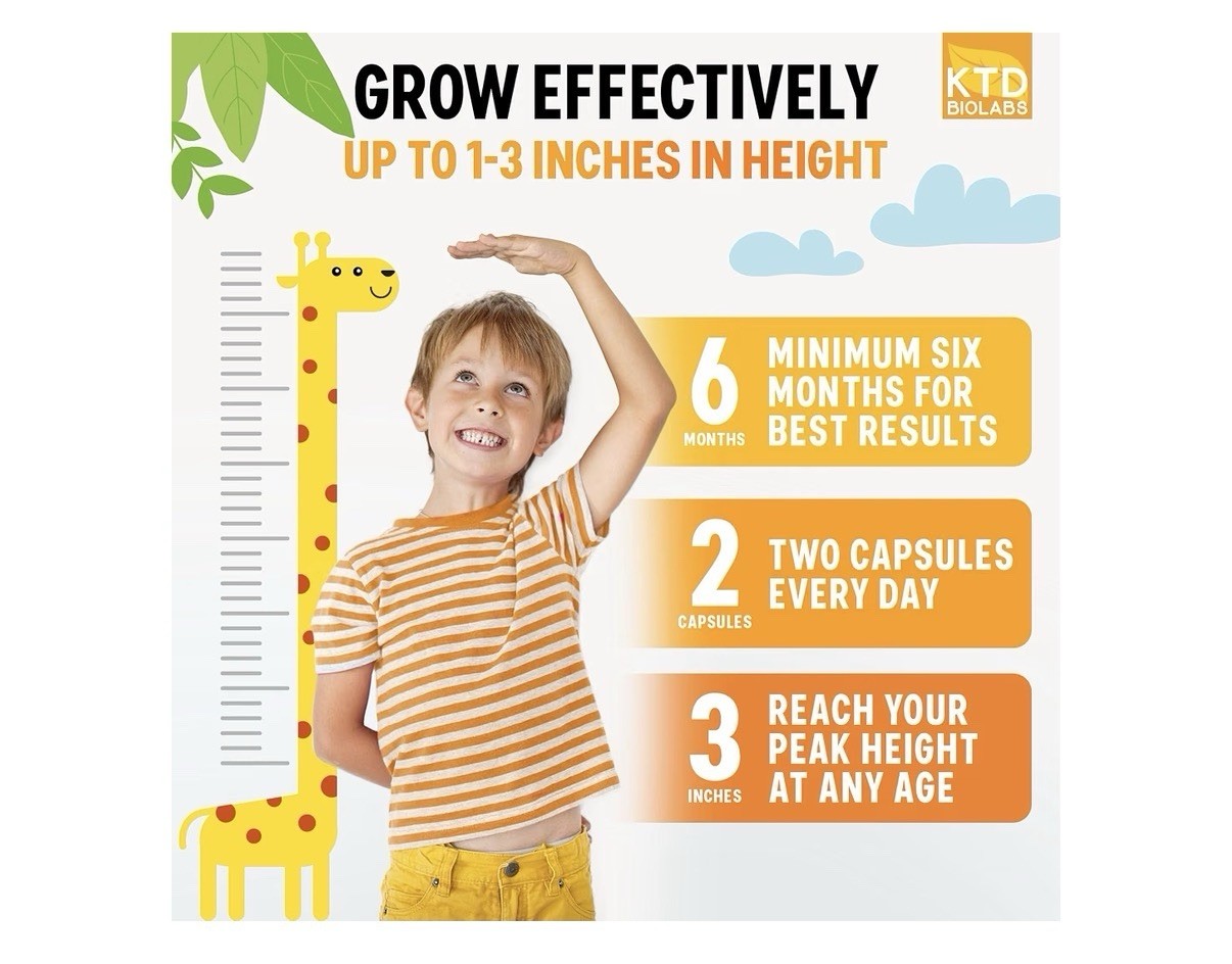 2 Pack KTD BIOLABS Height Growth Support Bone Density For Kids Teens And Adults