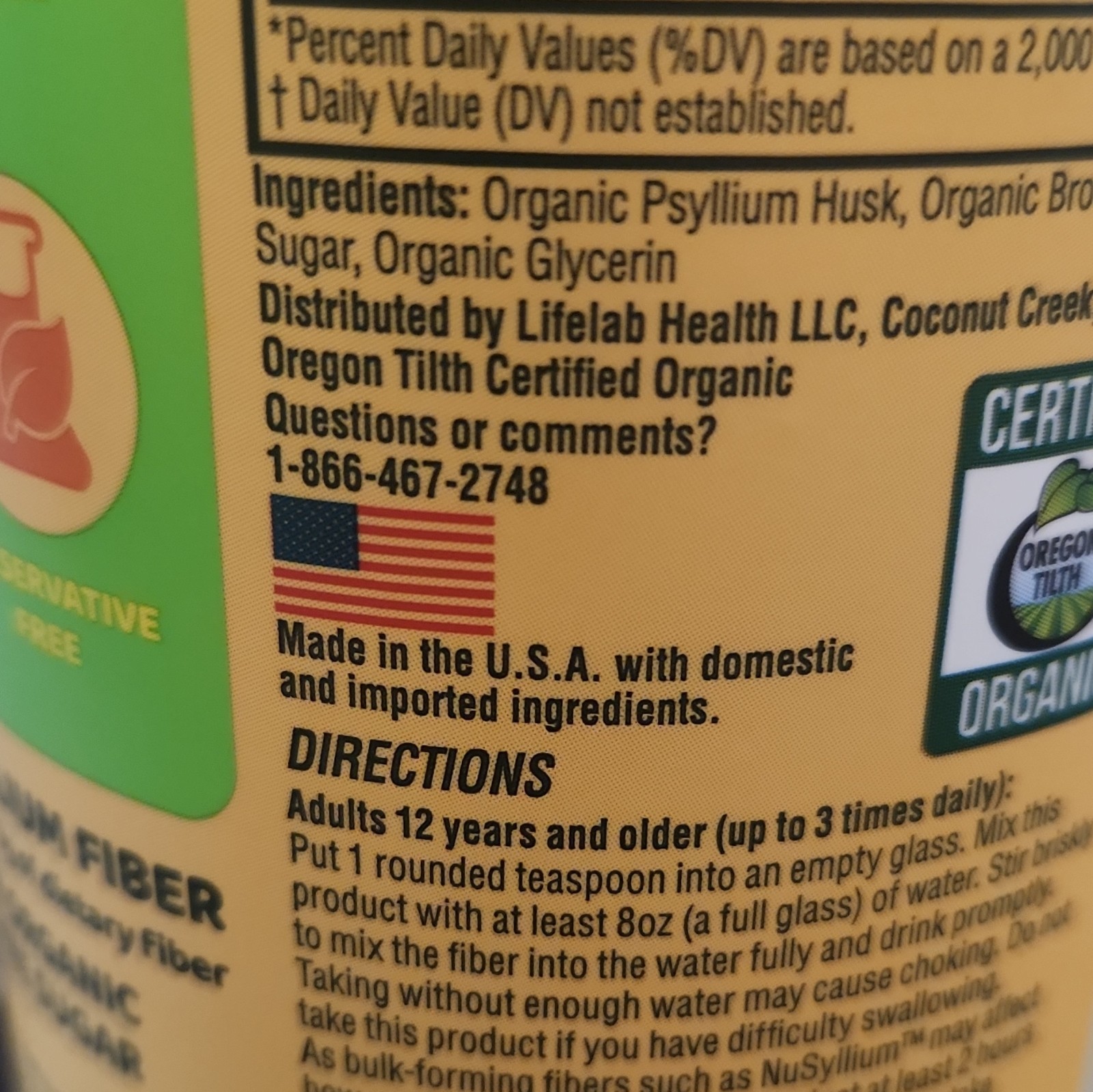 NuSyllium Organic Unflavored Psyllium Fiber Powder 20 oz 85 Doses