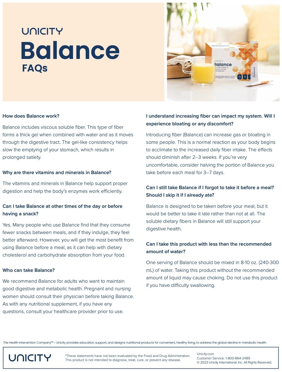 Unicity Balance Orange Box of 30 Sachets – Exp 02/2027