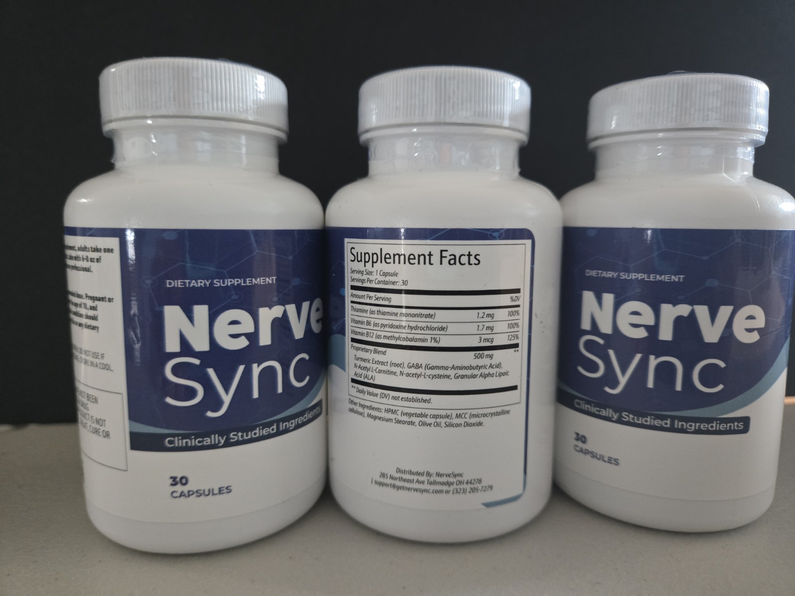 3 – Nerve Sync Clinically Studied Ingredients Nerve Support Capsules 30ct 500mg