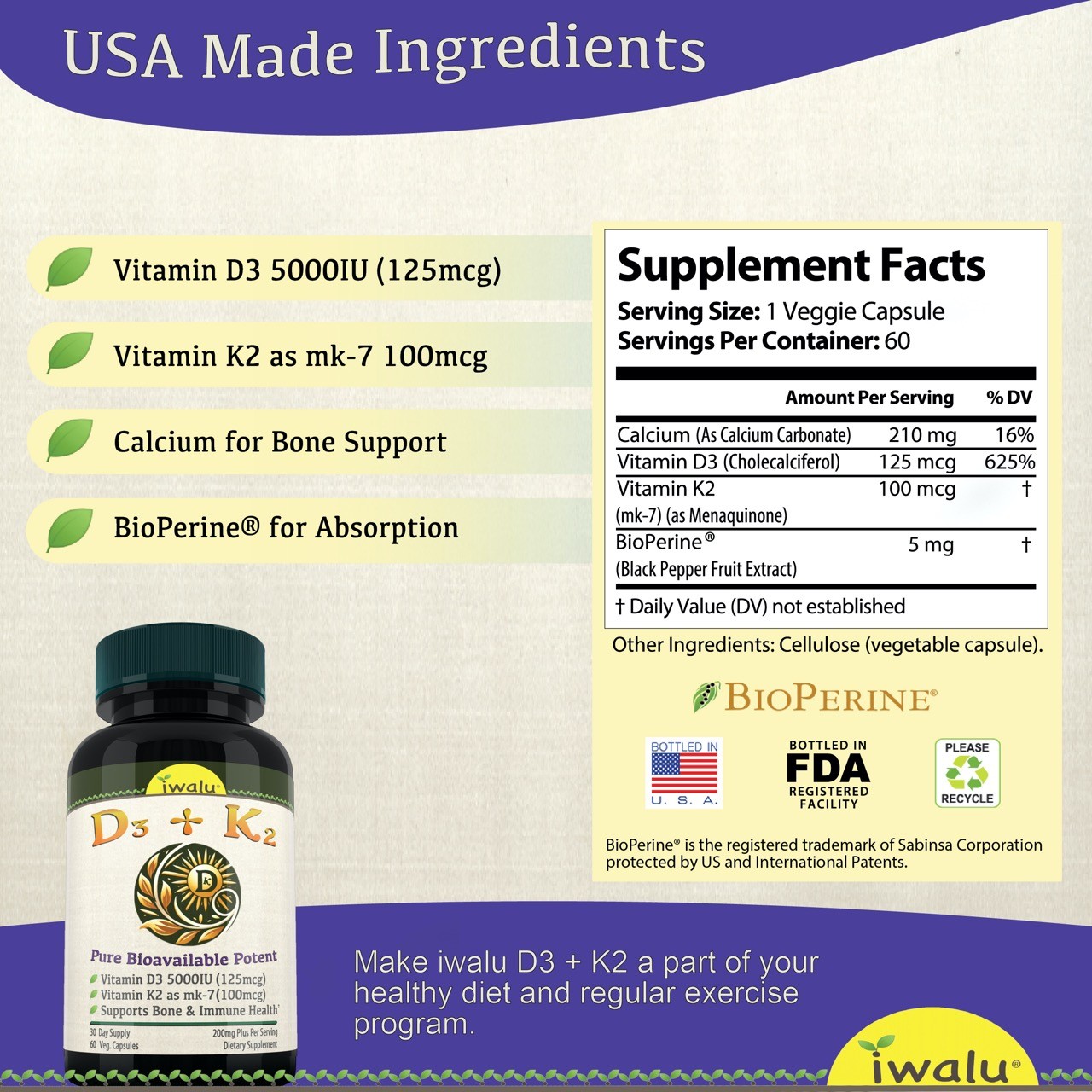 La Mejor Vitamina D 50 000 Unidades Semanales, IWALU (Oficial) *ENVÍO GRATIS