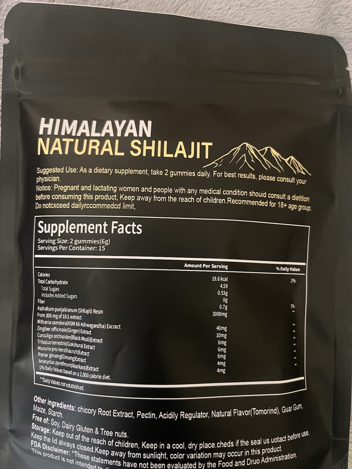 Torlen Himalayan Shilajit Gummies 3000mg 30ct Tamarind No Sugar Gelatin Free