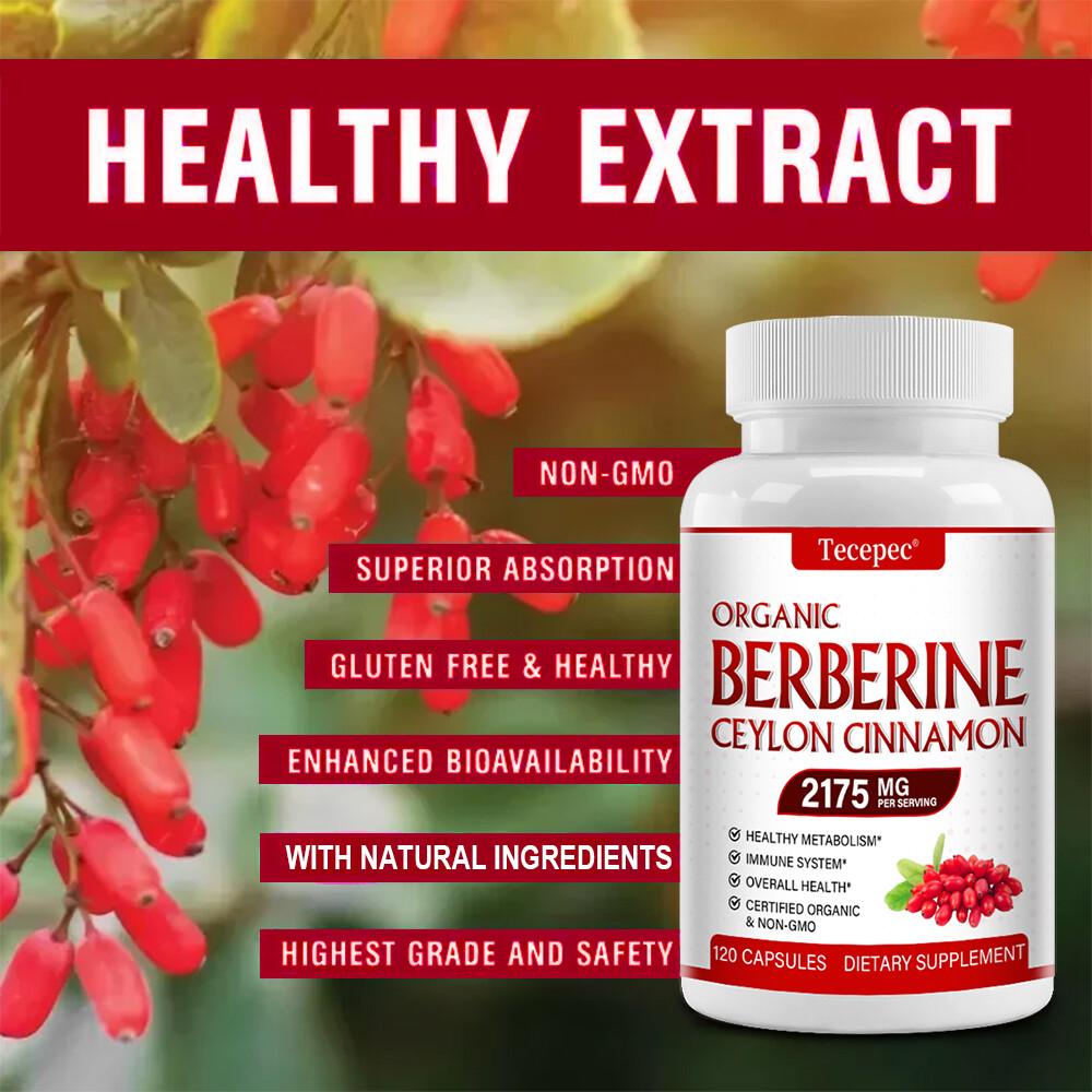 Premium Berberine 2175mg Plus Organic Ceylon Cinnamon – Heart Health & Immune