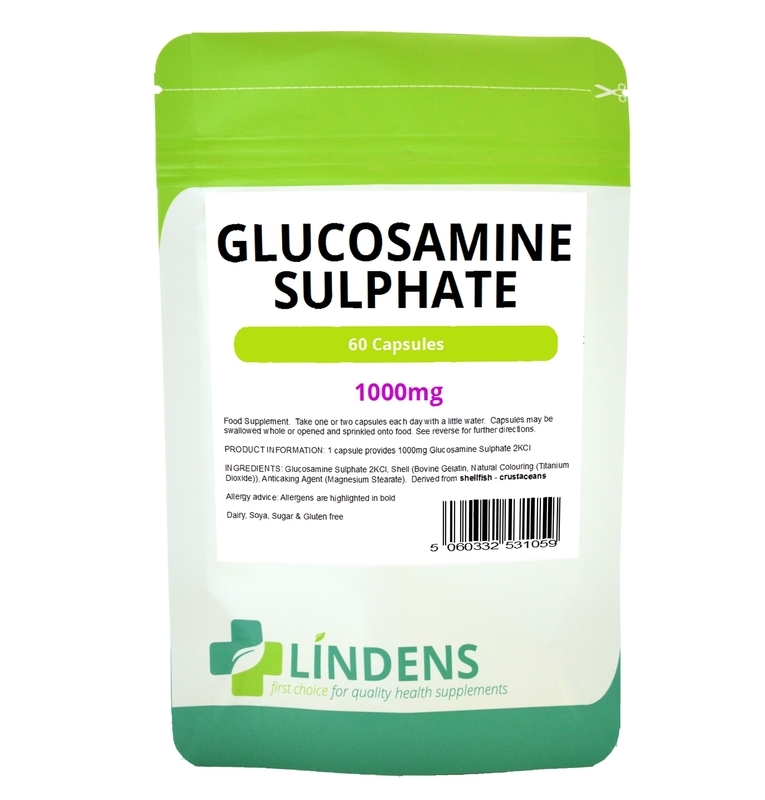 Lindens Glucosamine Sulphate 2KCl 1000mg One a day 60 Capsules Shellfish Derived