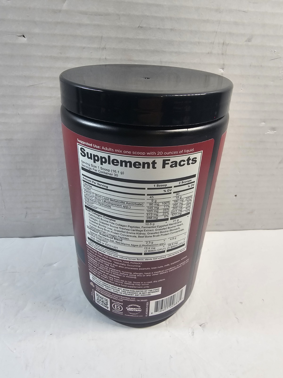 NEW Ancient Nutrition Multi Collagen Advanced Hydrate 17 oz Lemon Lime BB 12/26