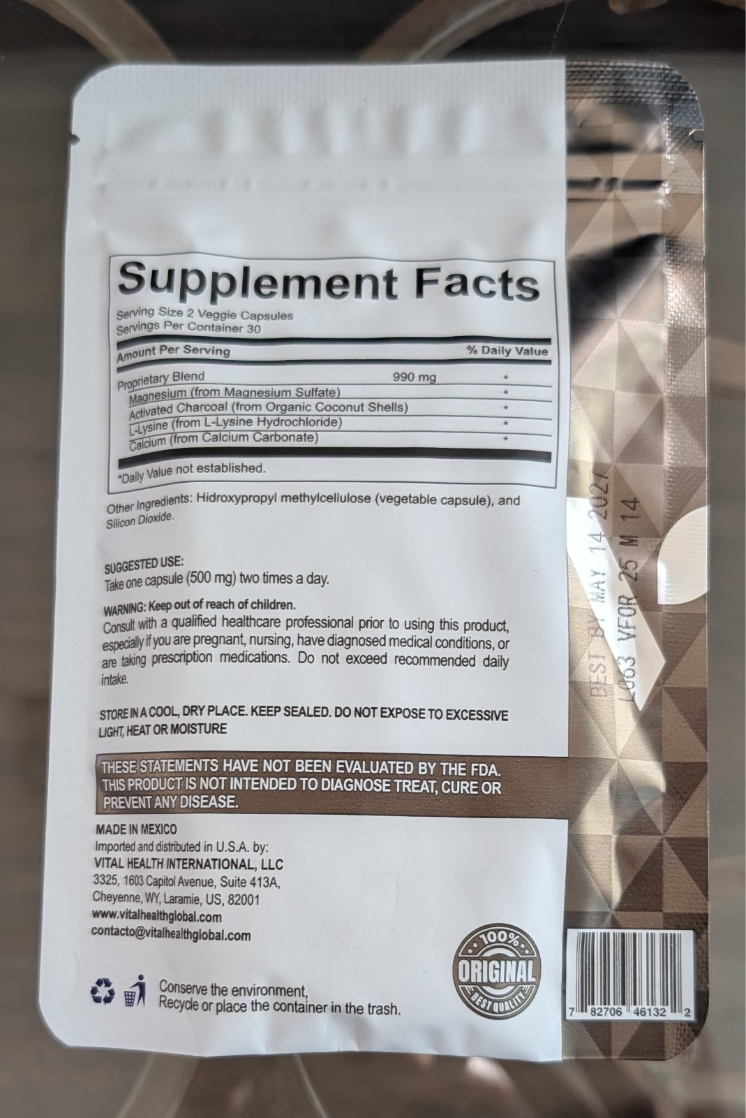 Vital Health V-FORTYFLORA 60 Capsules w/ 500mg Helps Repair Intestinal Flora
