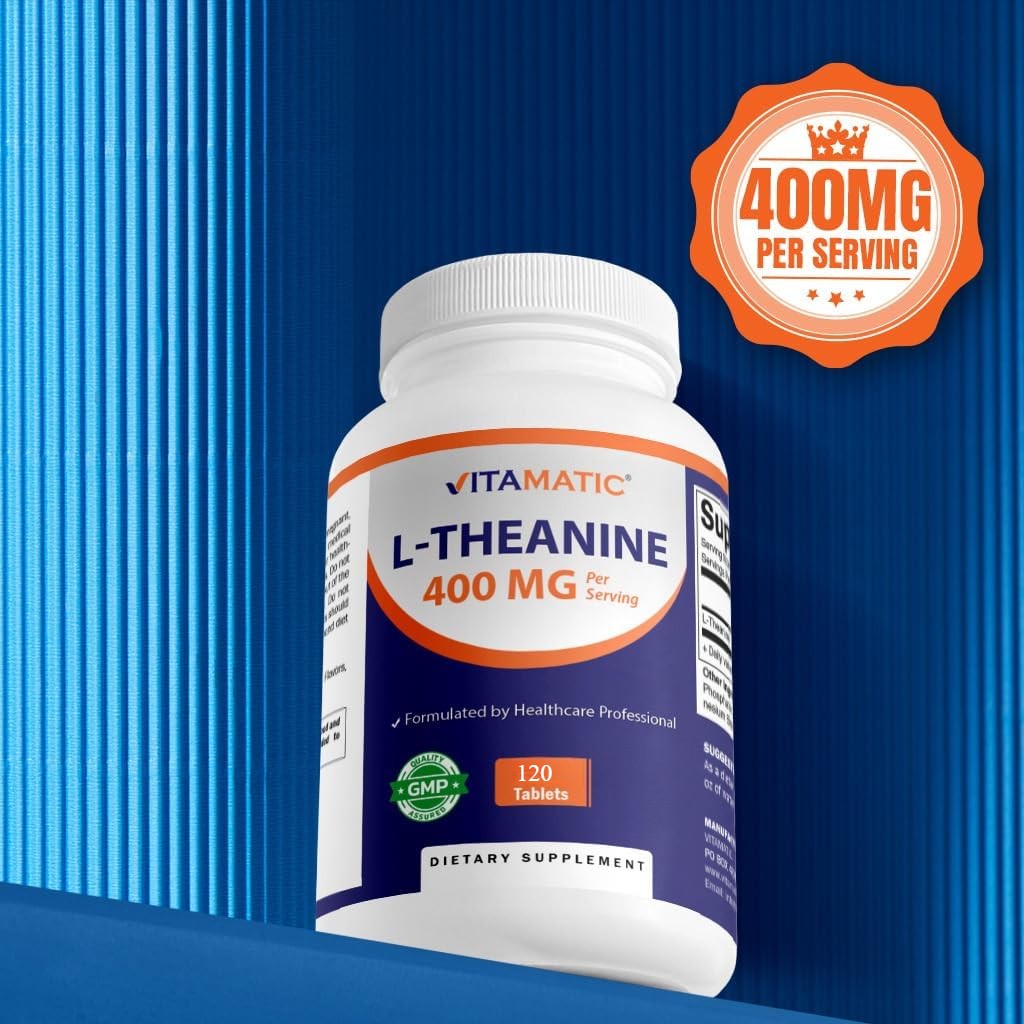 L-Theanine Supplement 400mg per Serving Supports Calm Relxation 120 Capsules