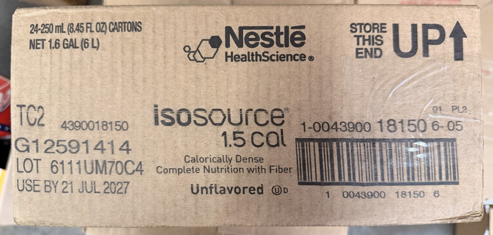 Nestle Isosource 1.5 Cal Tube Feeding Formula Unflavored 250 mL Carton 24 Ct