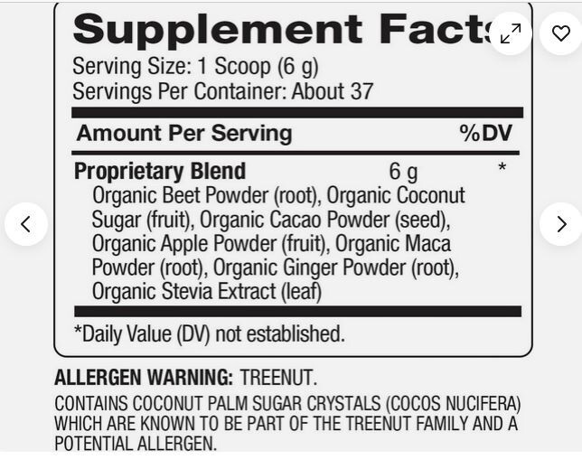 BareOrganics -Organic Energy & Stamina Blend Powder Dietary Supplement 8 oz 1/27