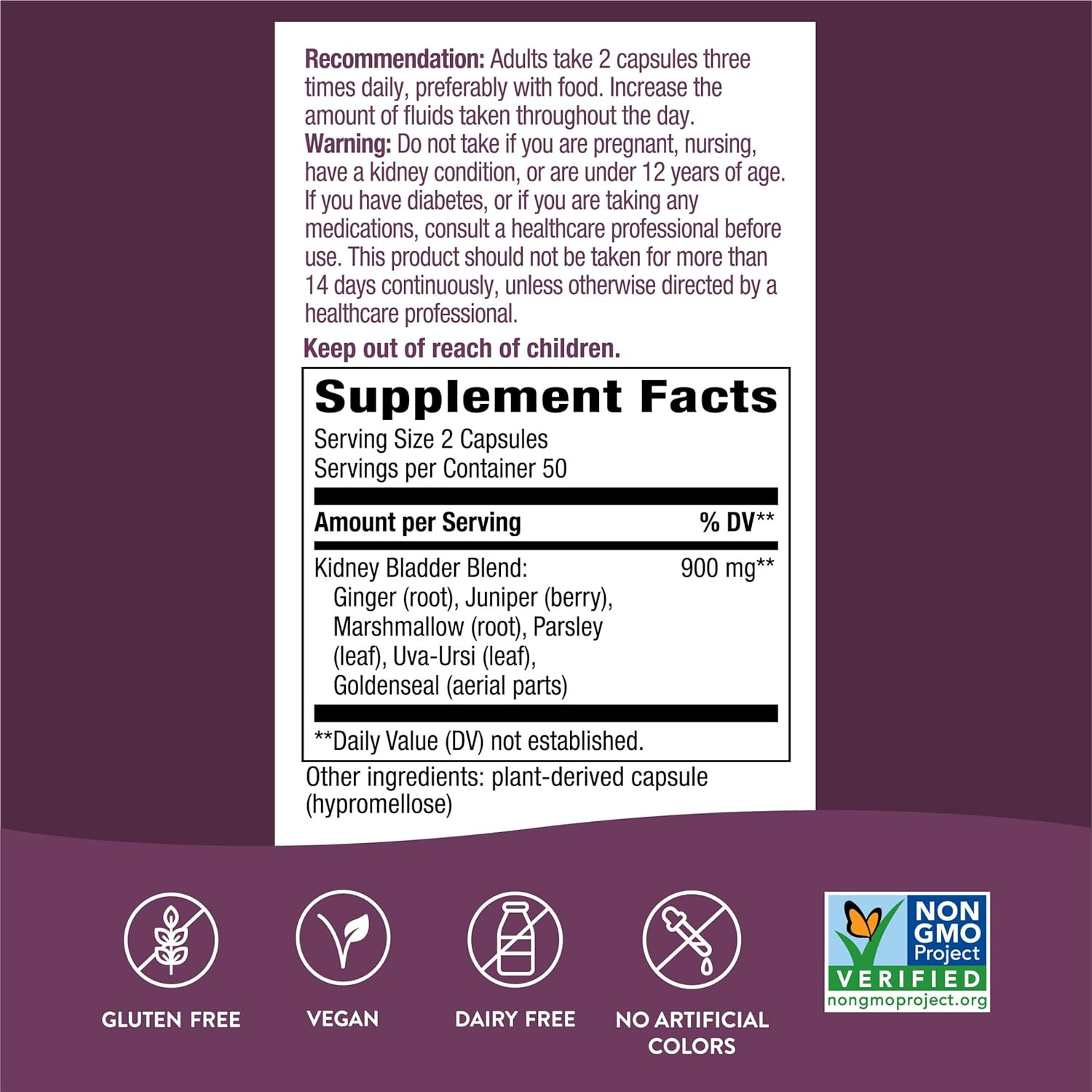 Nature’s Way Kidney Bladder, Traditional Herbs Supplement, 900mg, 100 Capsules