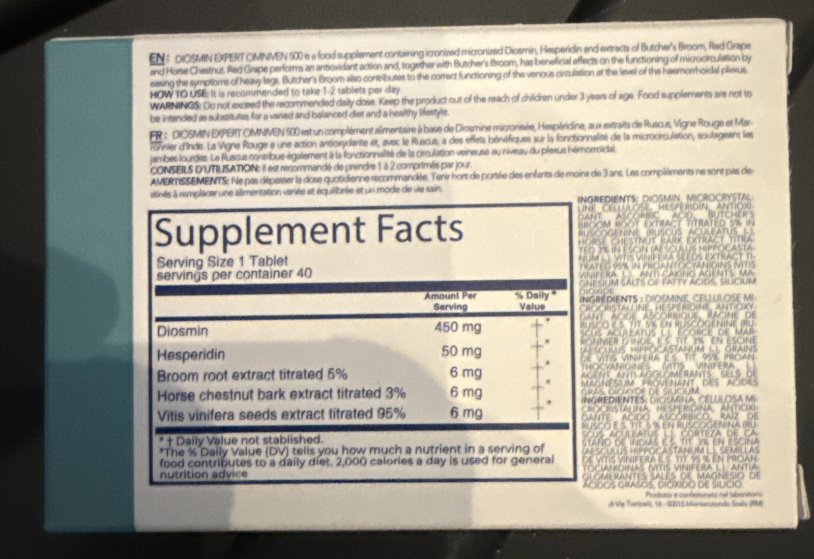 DuLac Pharma Diosmin Expert Omniven 500 Tablets 40 Blood & Circulatory Health