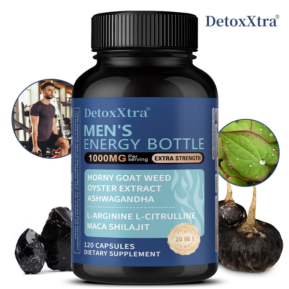 Men’s Energy Bottle – 20-in-1 Complex with,Maca & Oyster for Vitality 120Caps