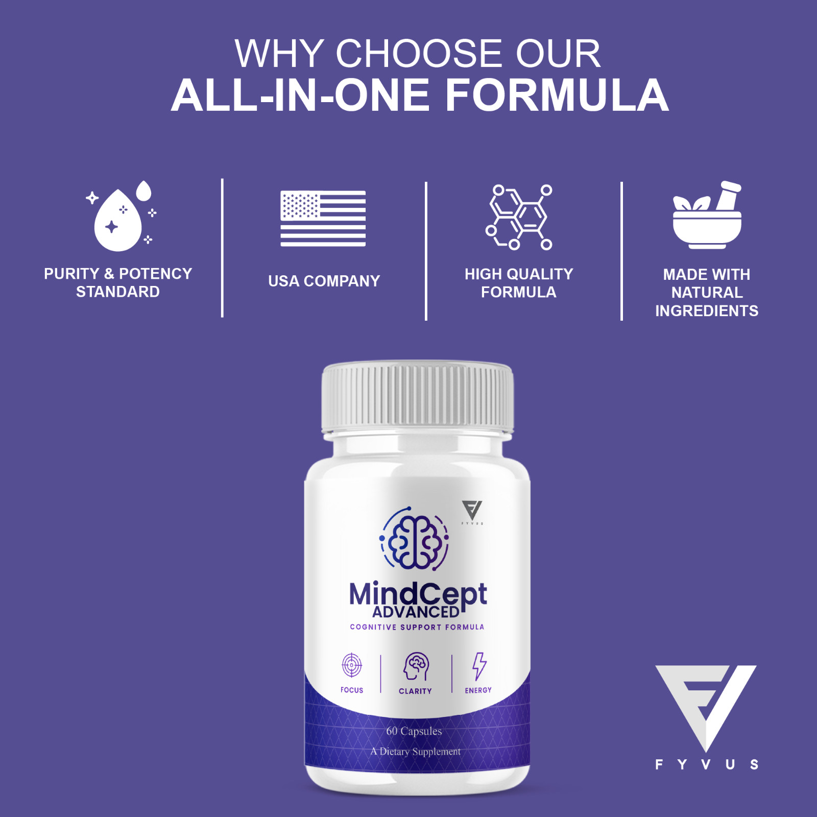 Mindcept Advanced Brain Formula, MindCept Supplement (60 Capsules)